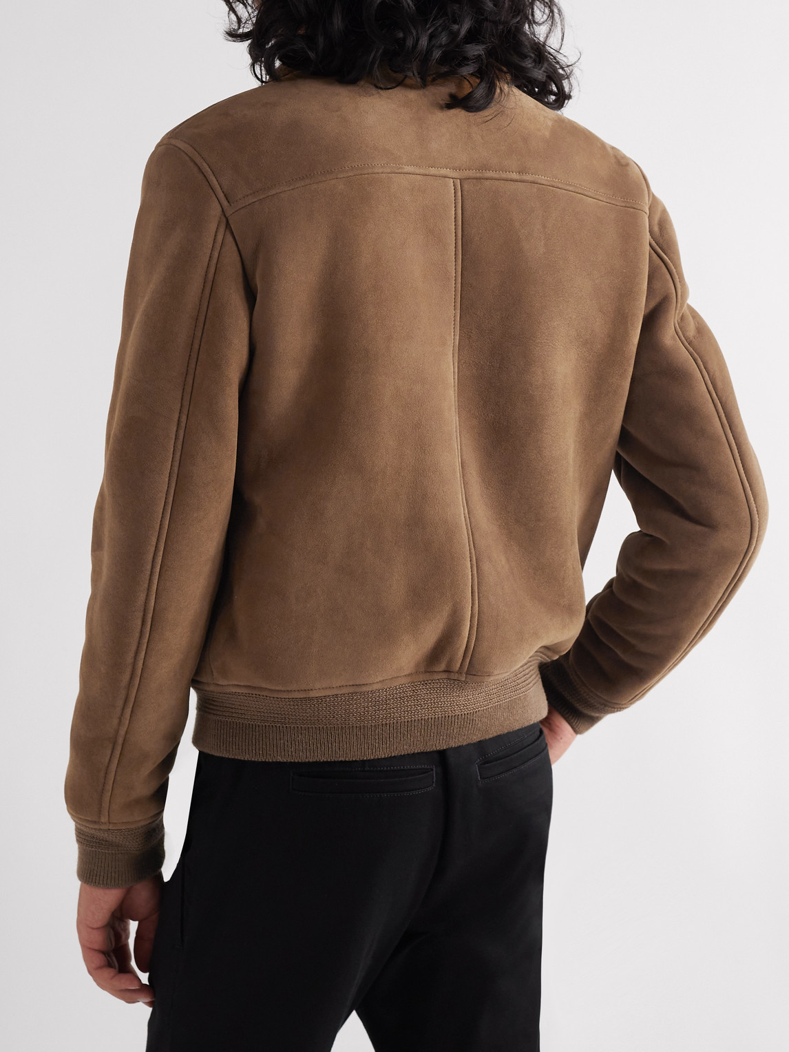 Shop Saint Laurent Shearling Jacket In Brown