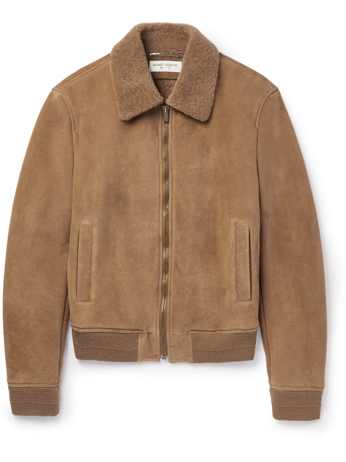 Saint Laurent Shearling Jacket In Brown