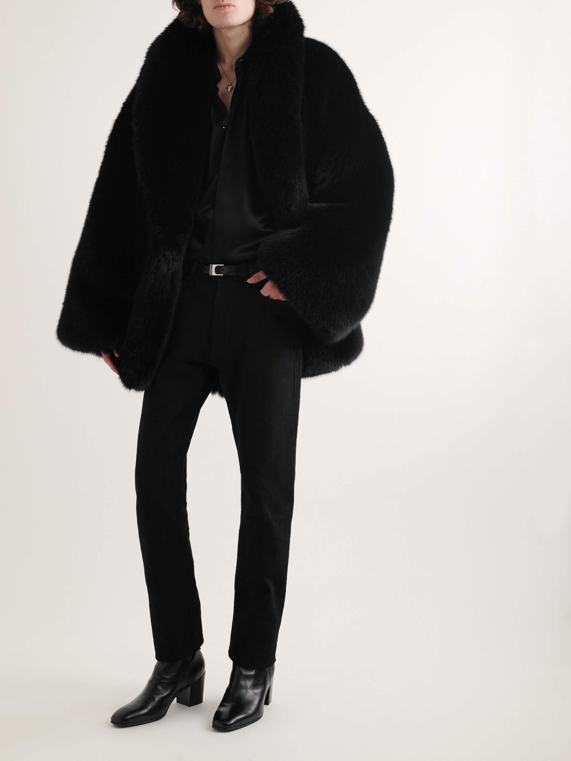 Saint Laurent Men's Faux Fur Coat