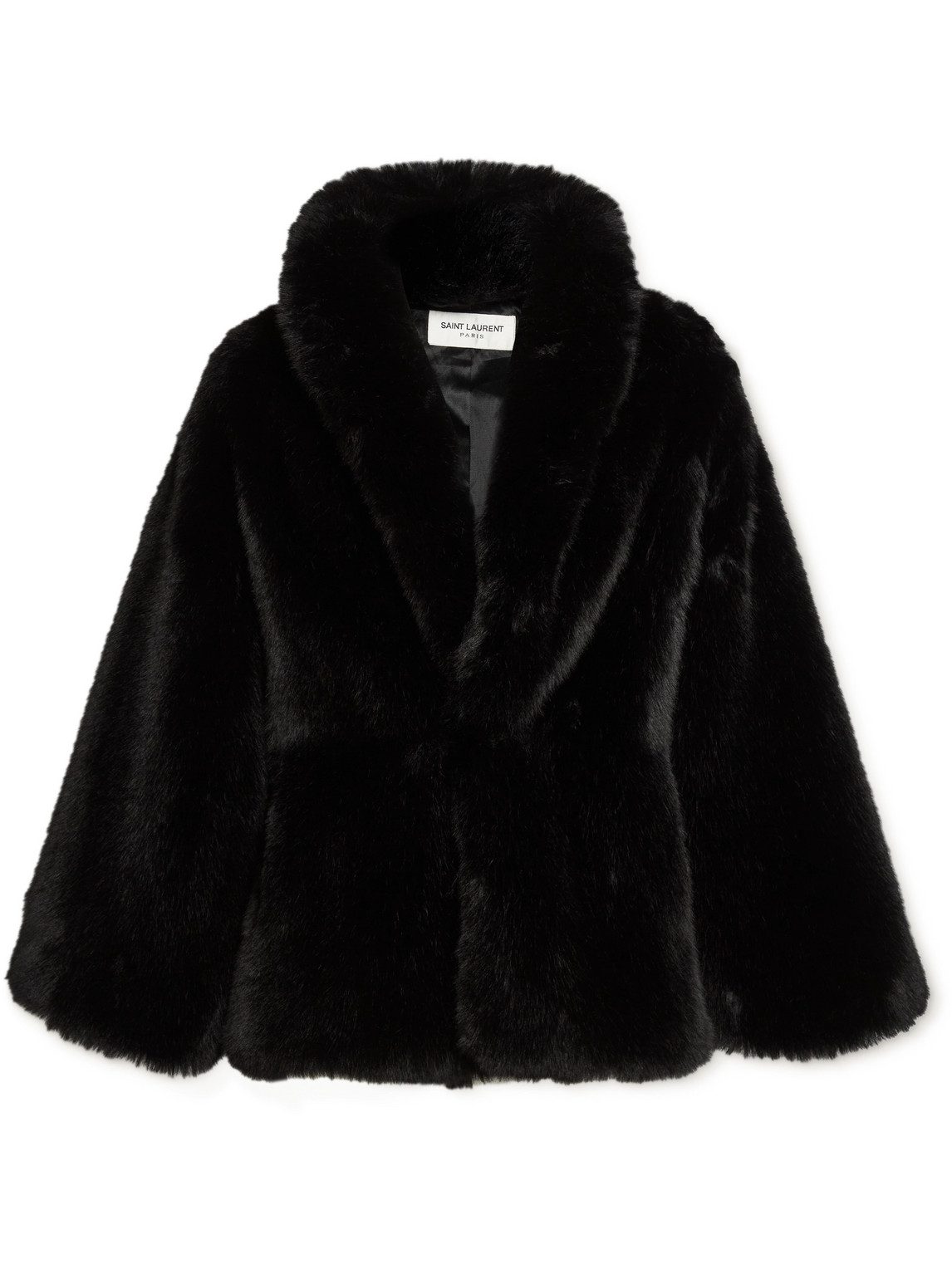 Shop Saint Laurent Faux Fur Coat In Black