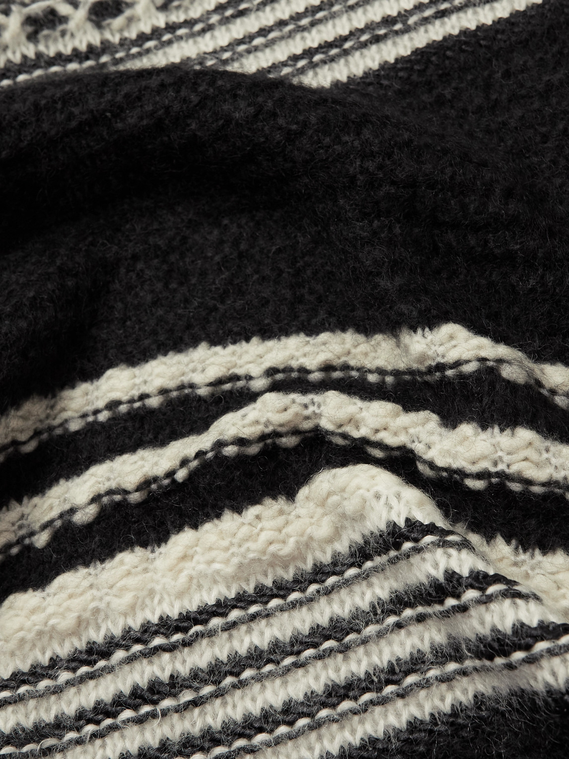Shop Saint Laurent Hooded Striped Mohair-blend Cardigan In Black