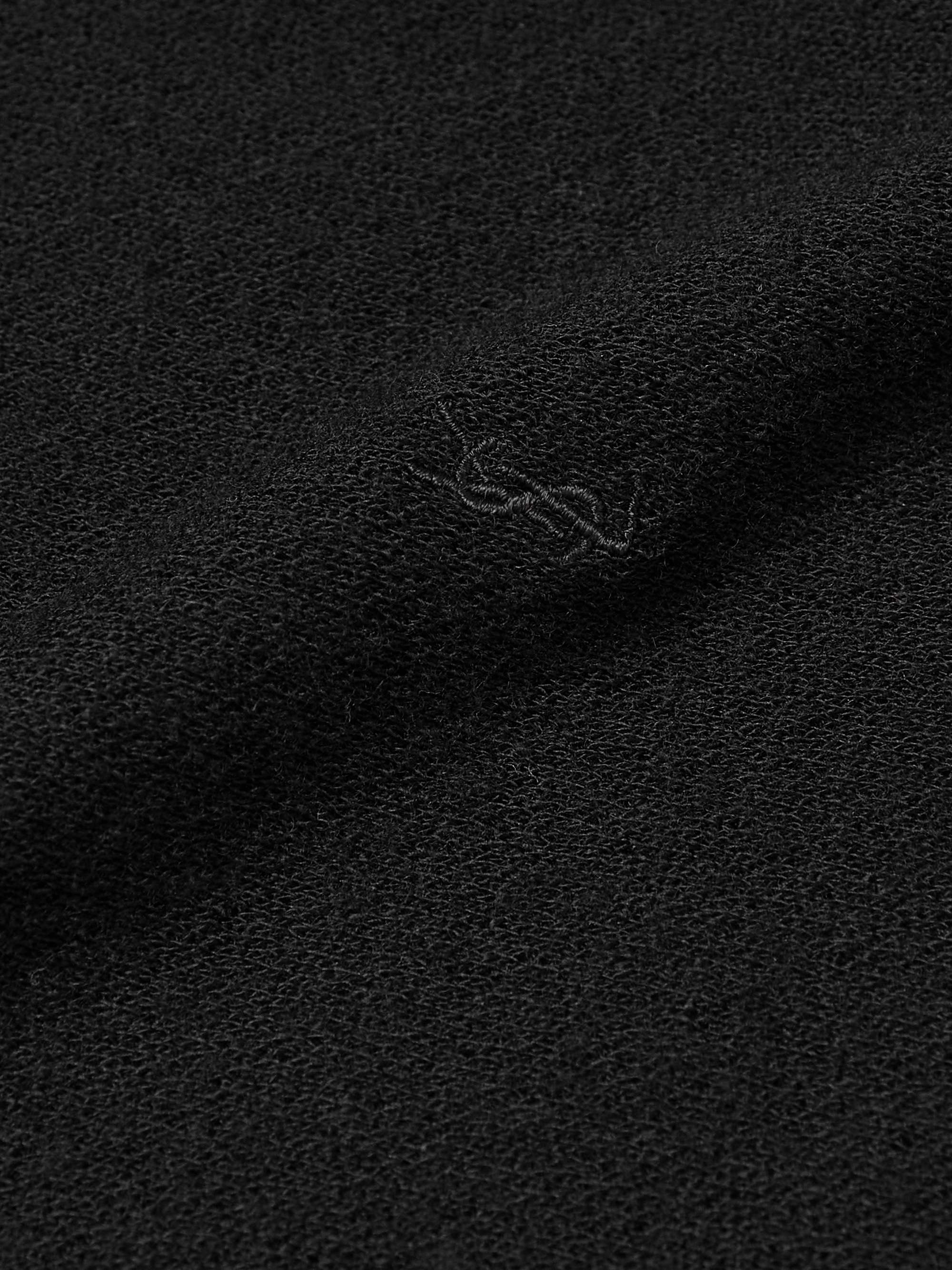 SAINT LAURENT Logo-Embroidered Wool-Jersey Turtleneck Top
