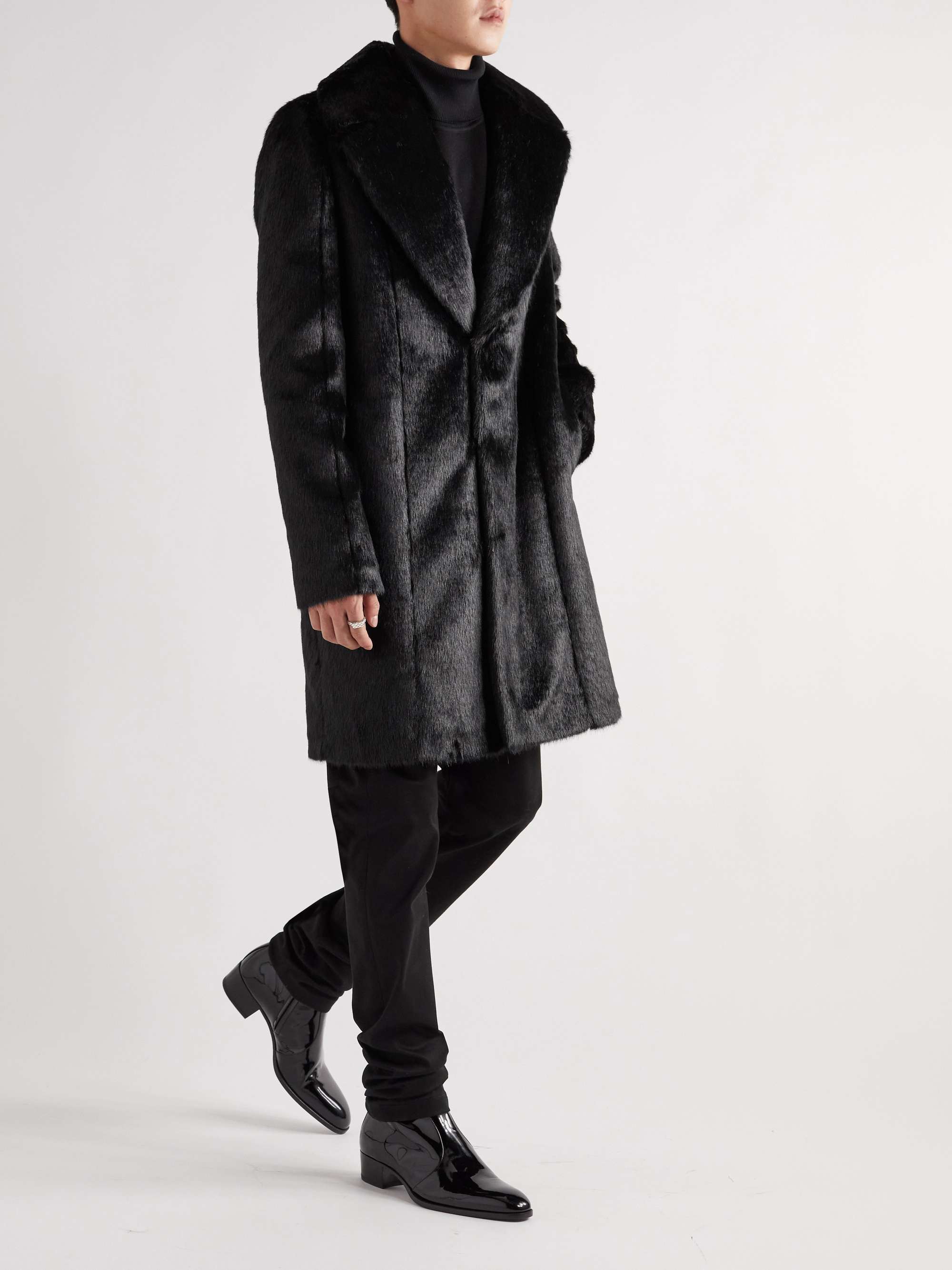 Faux Fur Coat - Black - Men