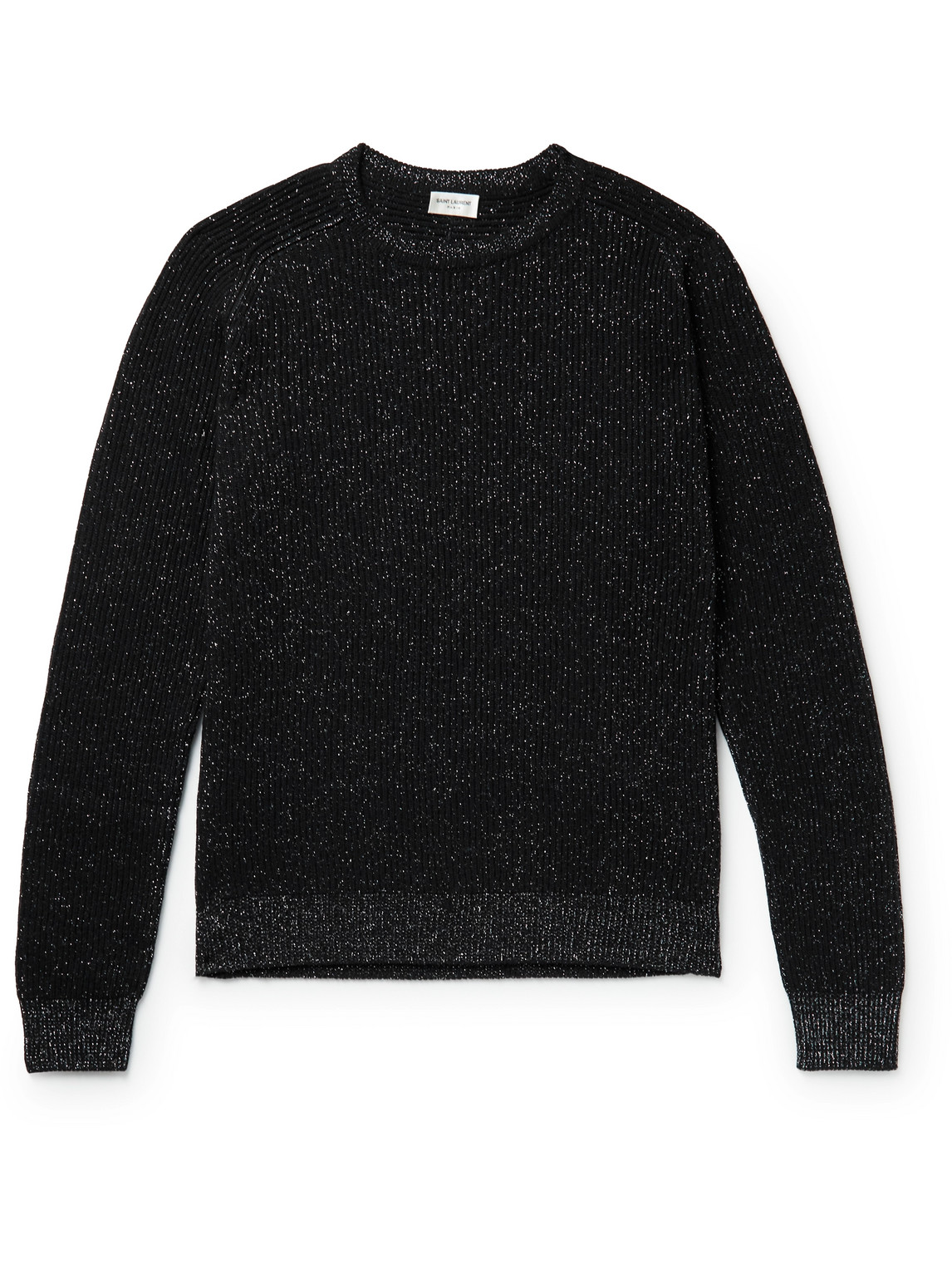 Saint Laurent Metallic Wool-blend Sweater In Black