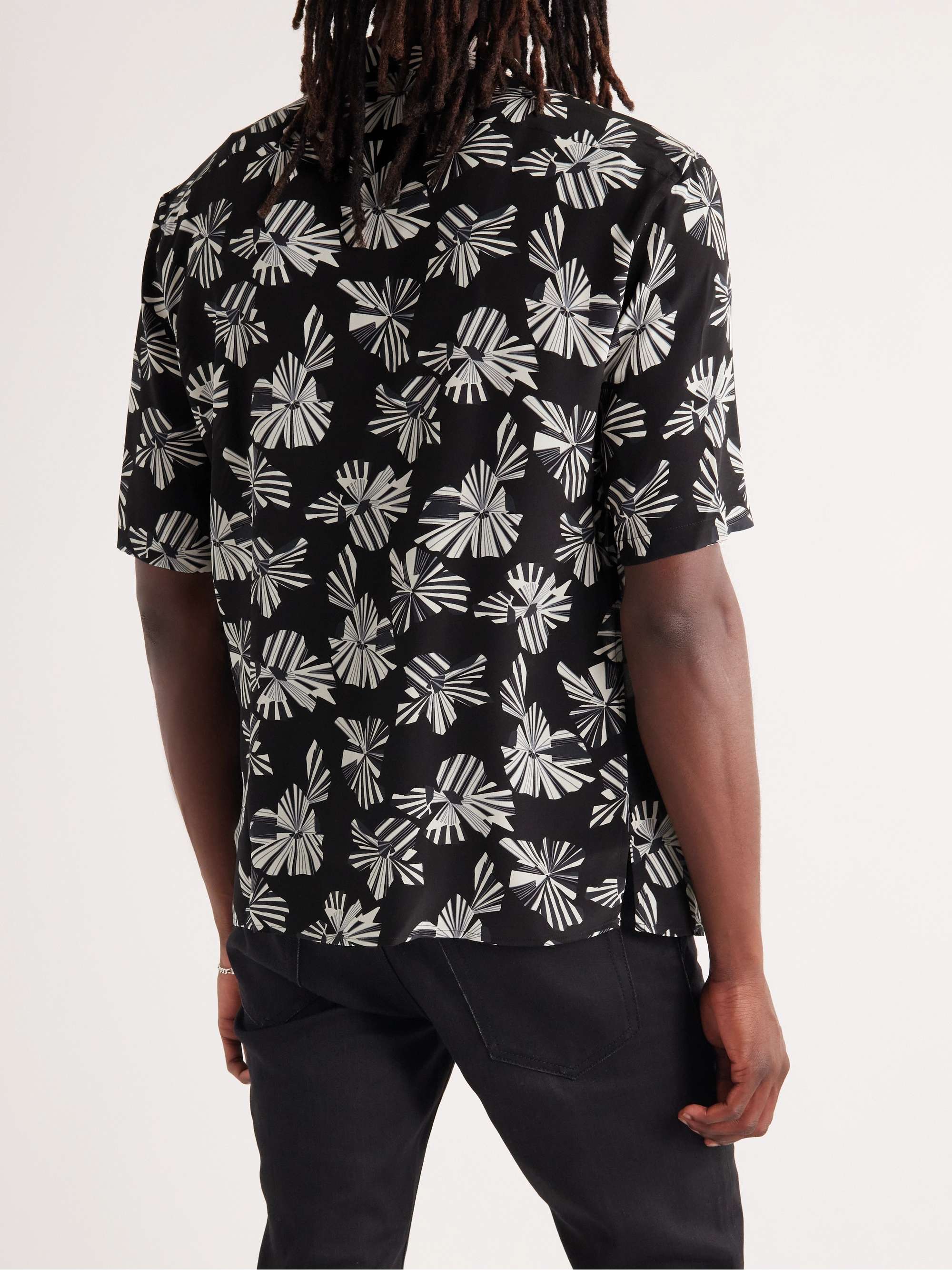 SAINT LAURENT Printed Silk-Chemise Polo Shirt