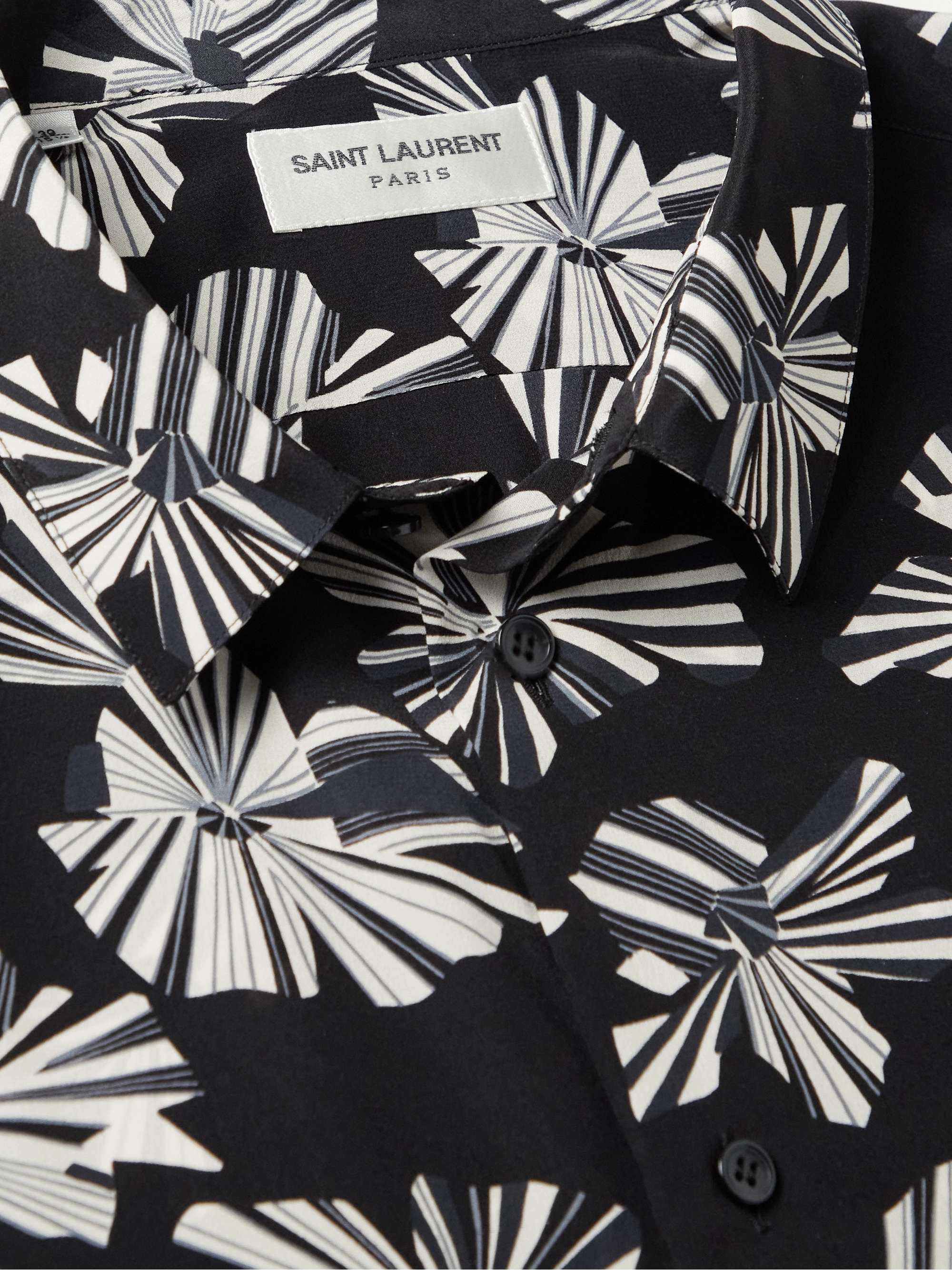 SAINT LAURENT Printed Silk-Chemise Polo Shirt