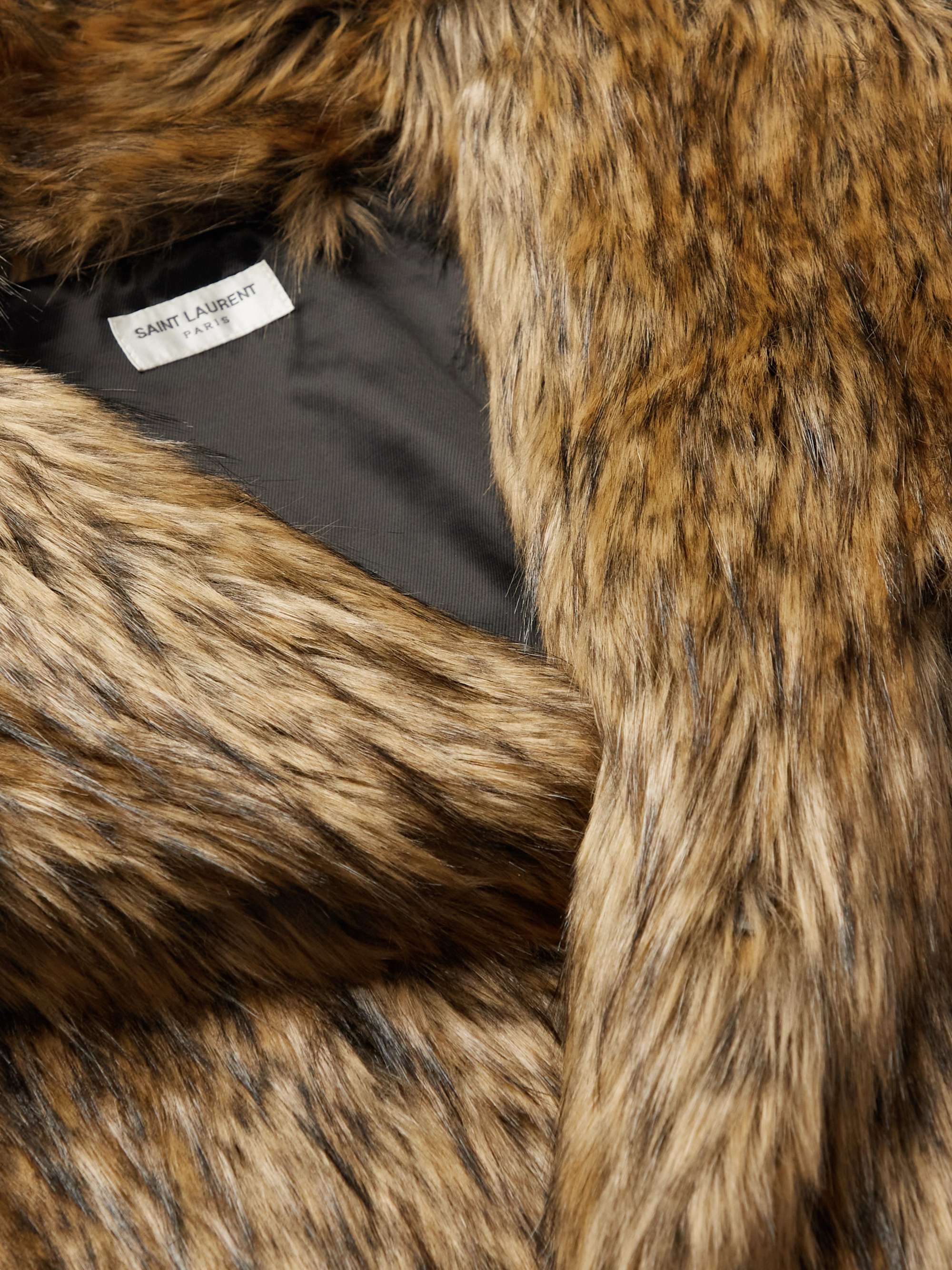 SAINT LAURENT Asymmetric Faux Fur Coat