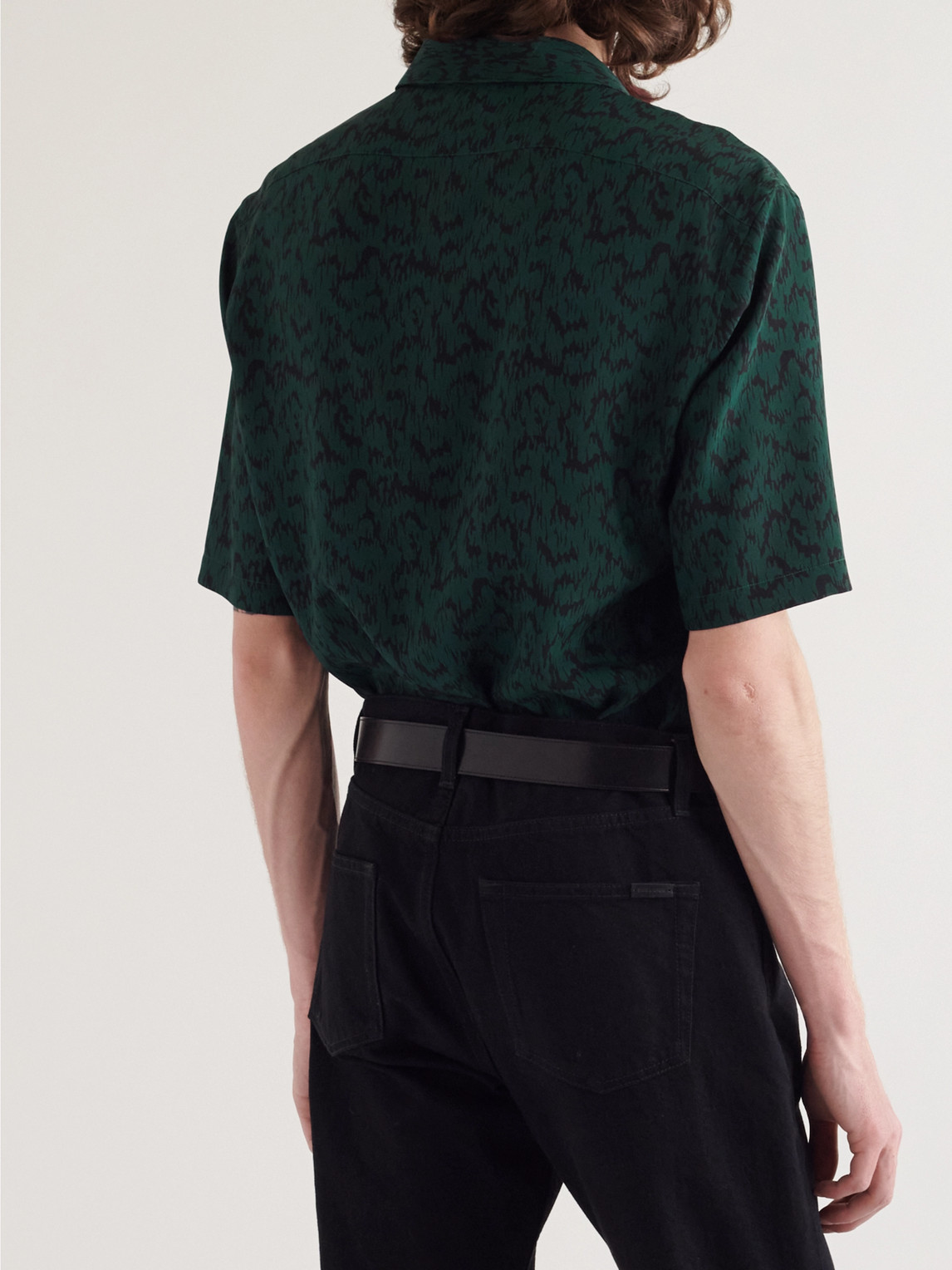 Shop Saint Laurent Printed Silk Shirt In Green