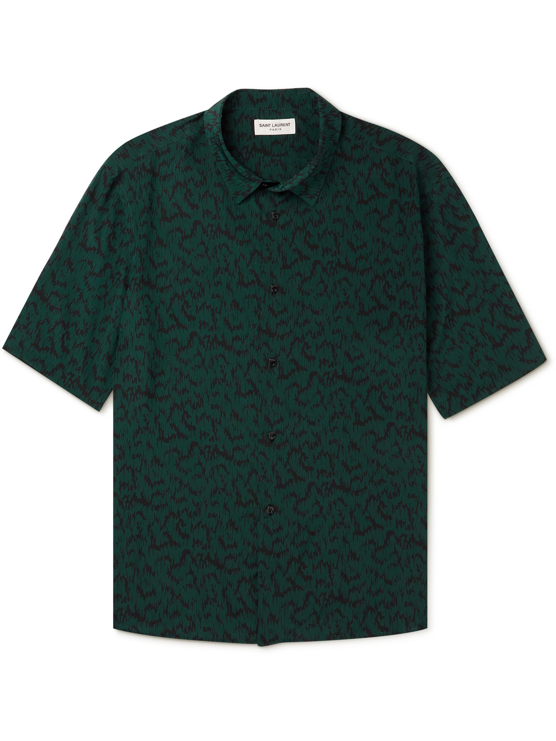 Shop Saint Laurent Printed Silk Shirt In Green