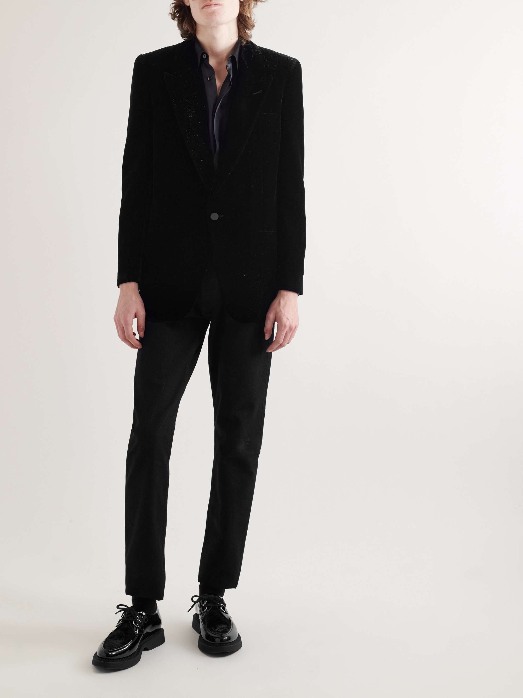 SAINT LAURENT Slim-Fit Metallic Velvet Blazer for Men | MR PORTER