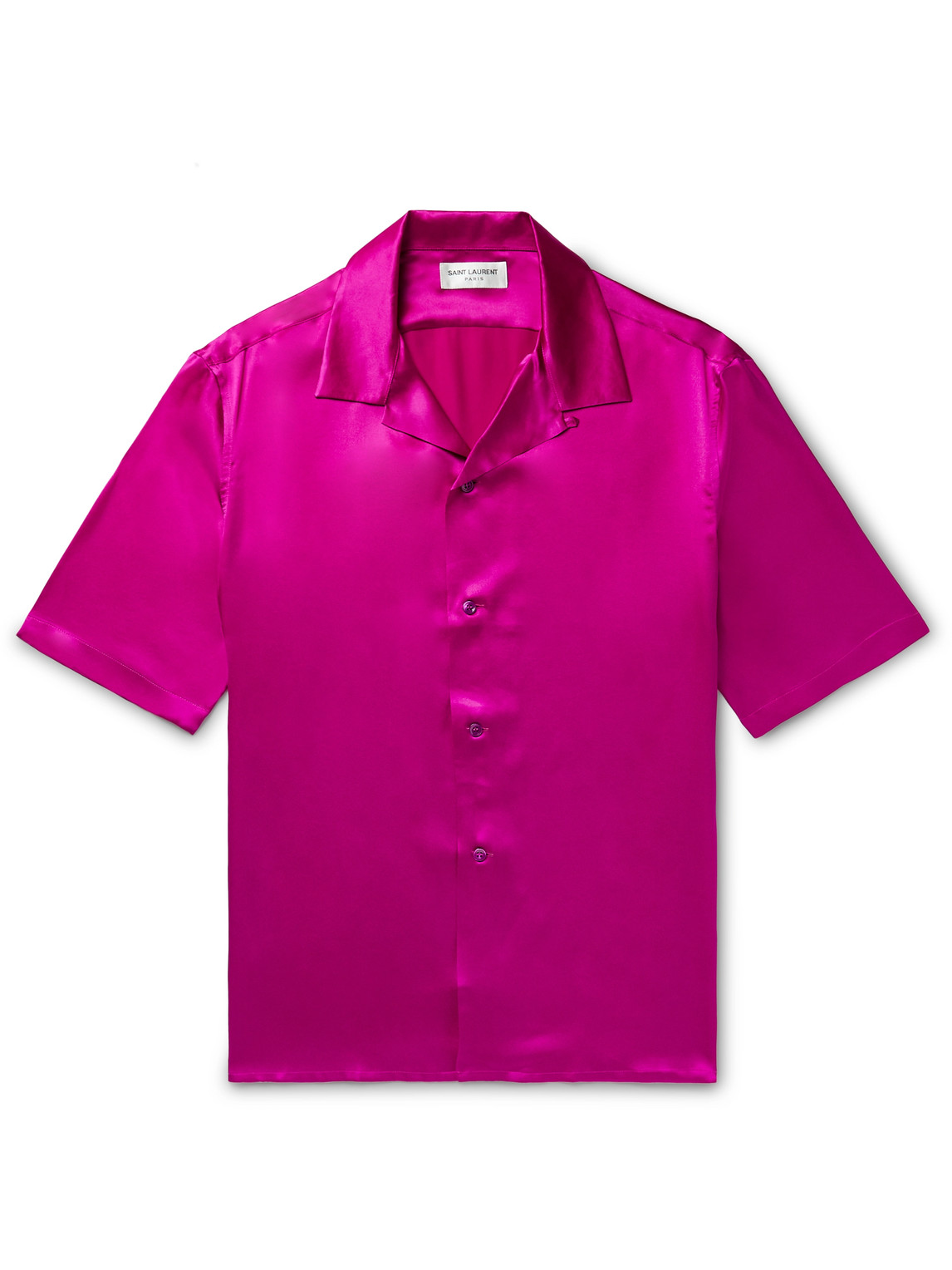 Convertible-collar Silk-satin Shirt In Pink