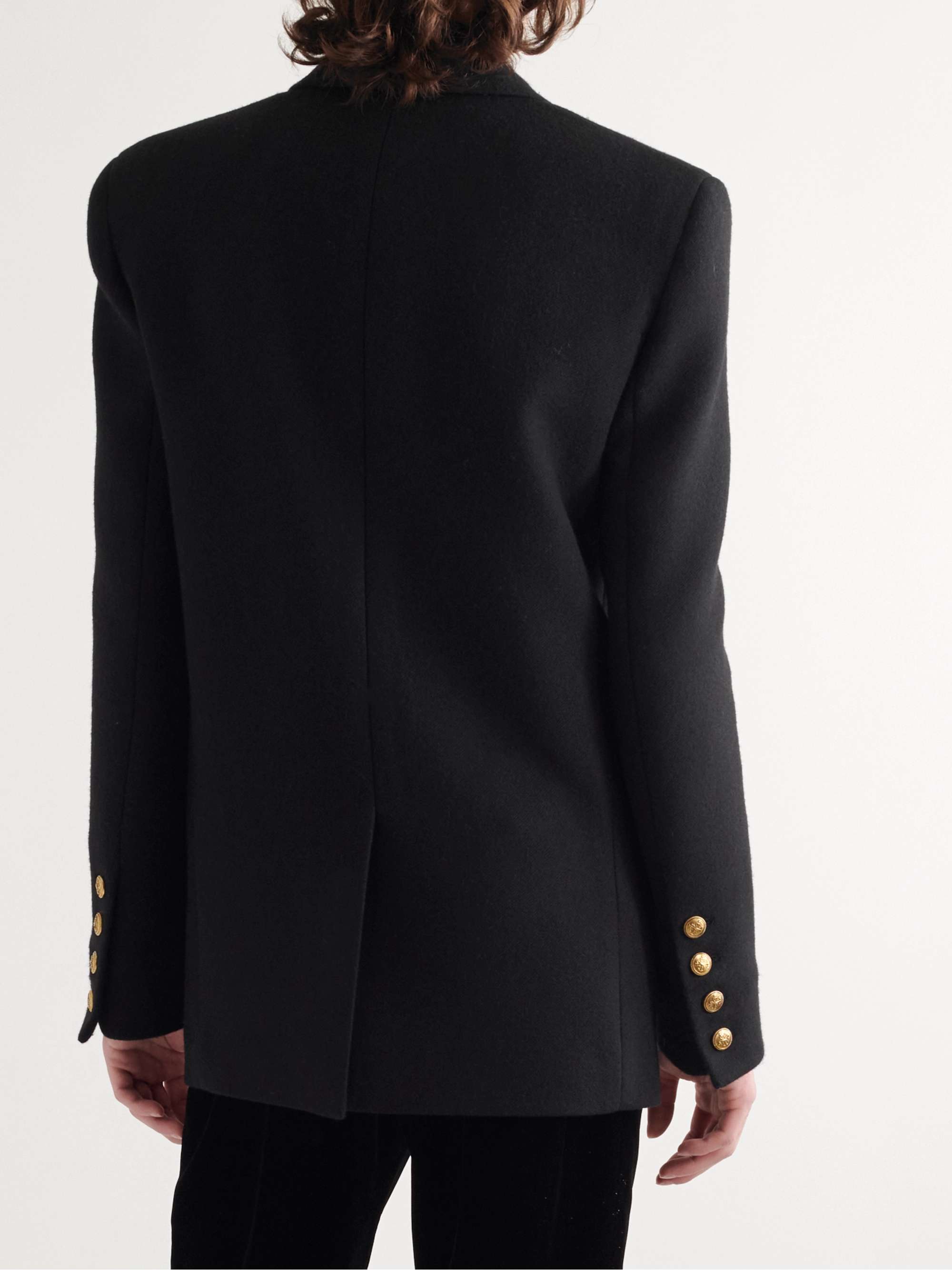 SAINT LAURENT Slim-Fit Double-Breasted Camel Hair-Blend Blazer