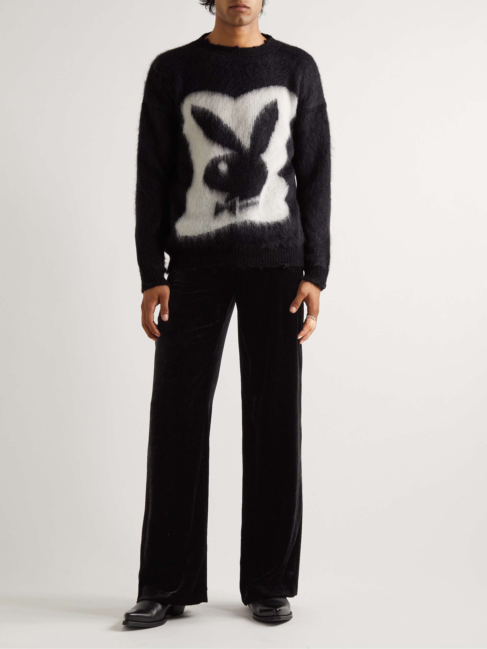 SAINT LAURENT Wide-Leg Velvet Trousers