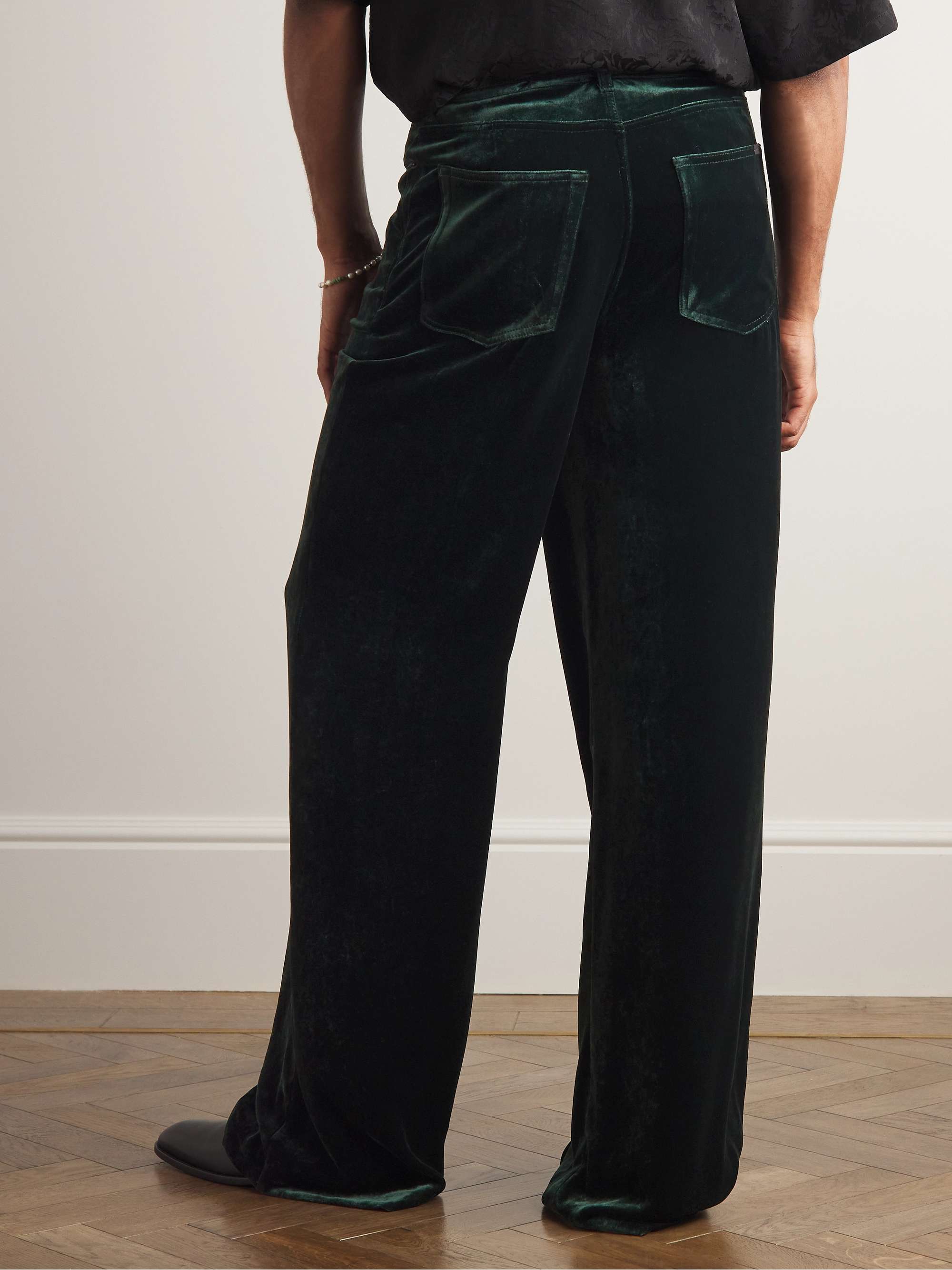 SAINT LAURENT Wide-Leg Velvet Trousers