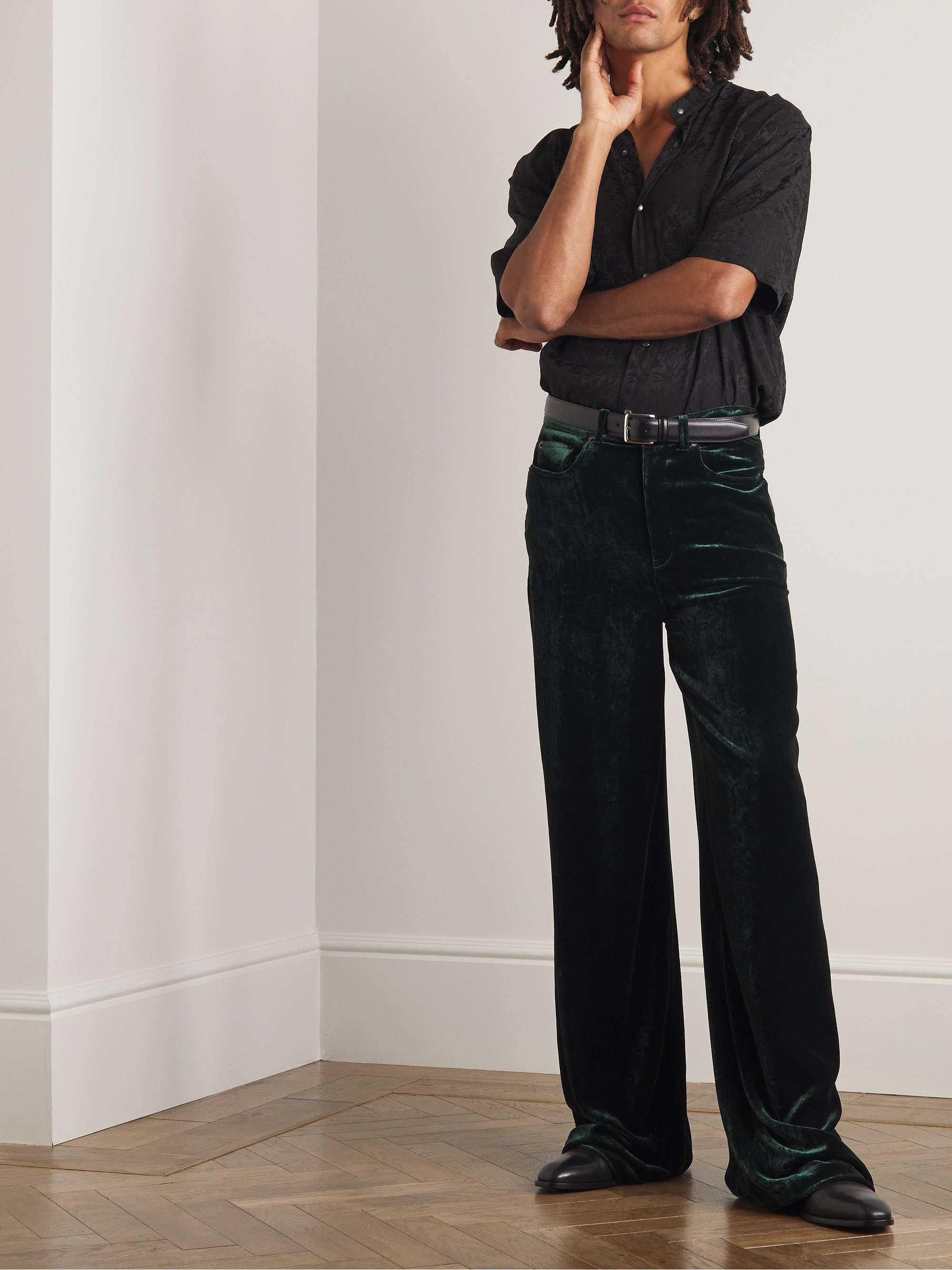 Wide-Leg Velvet Trousers