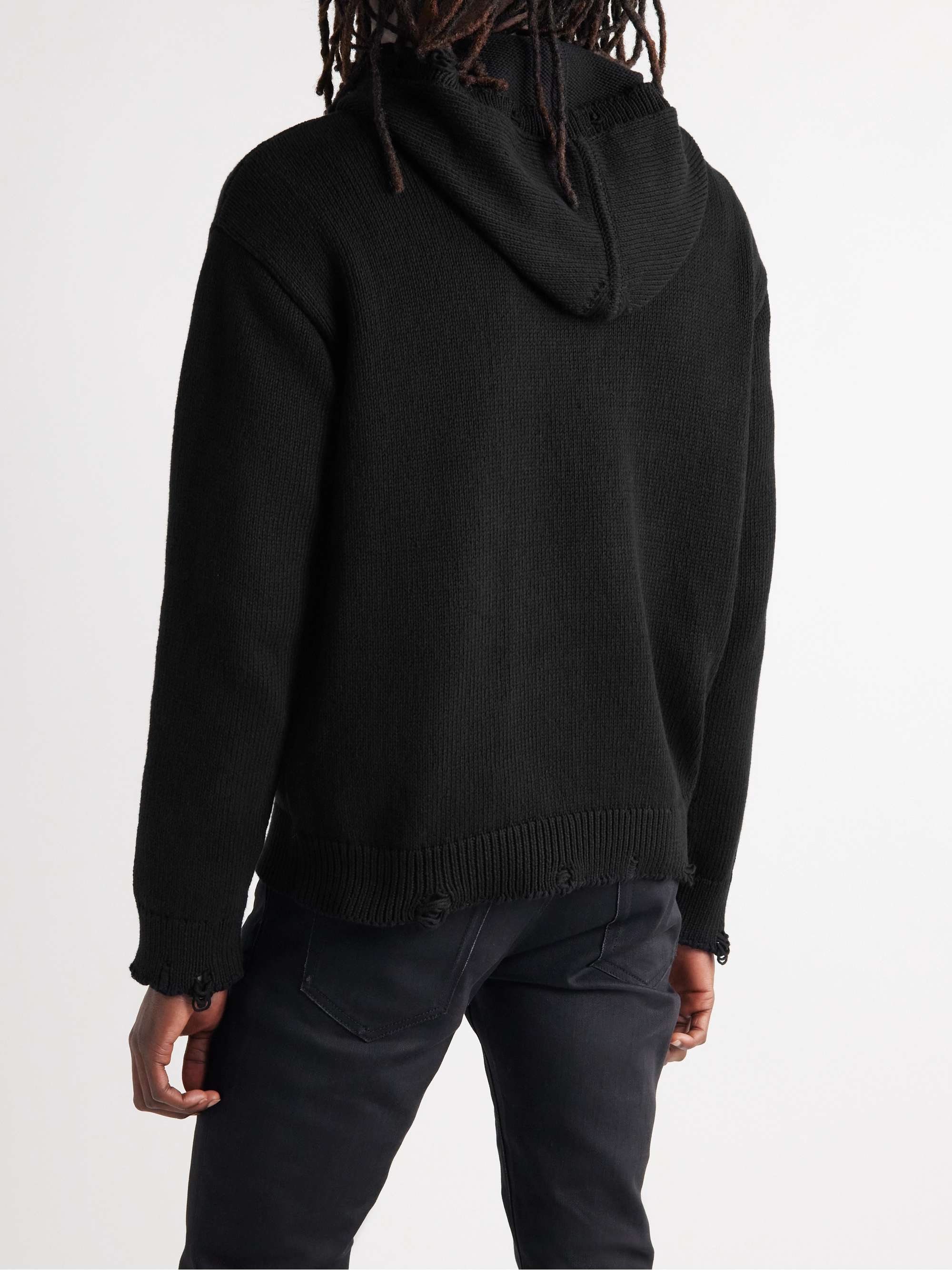 SAINT LAURENT Distressed Cotton Hoodie