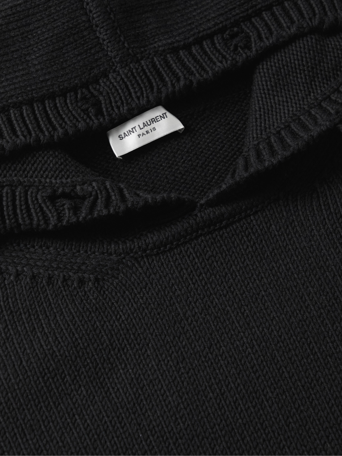 Shop Saint Laurent Distressed Cotton Hoodie In Black