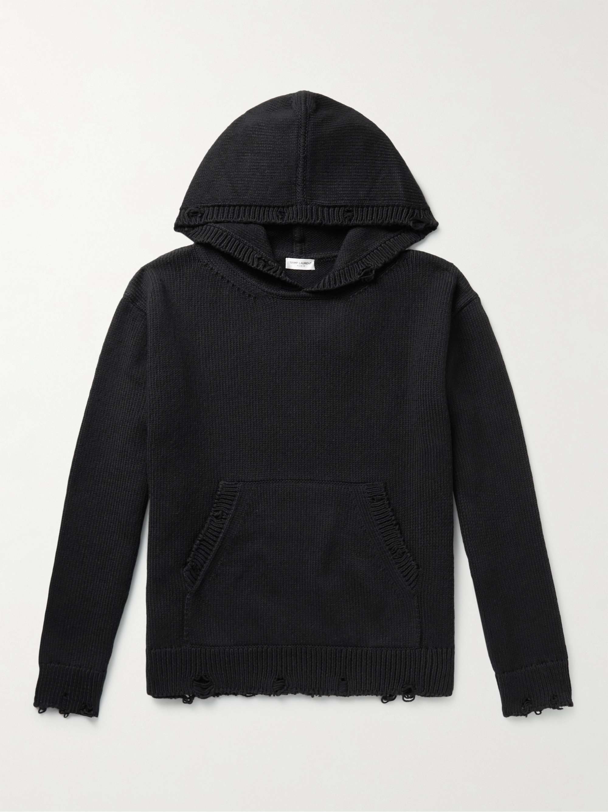 SAINT LAURENT Distressed Cotton Hoodie for Men