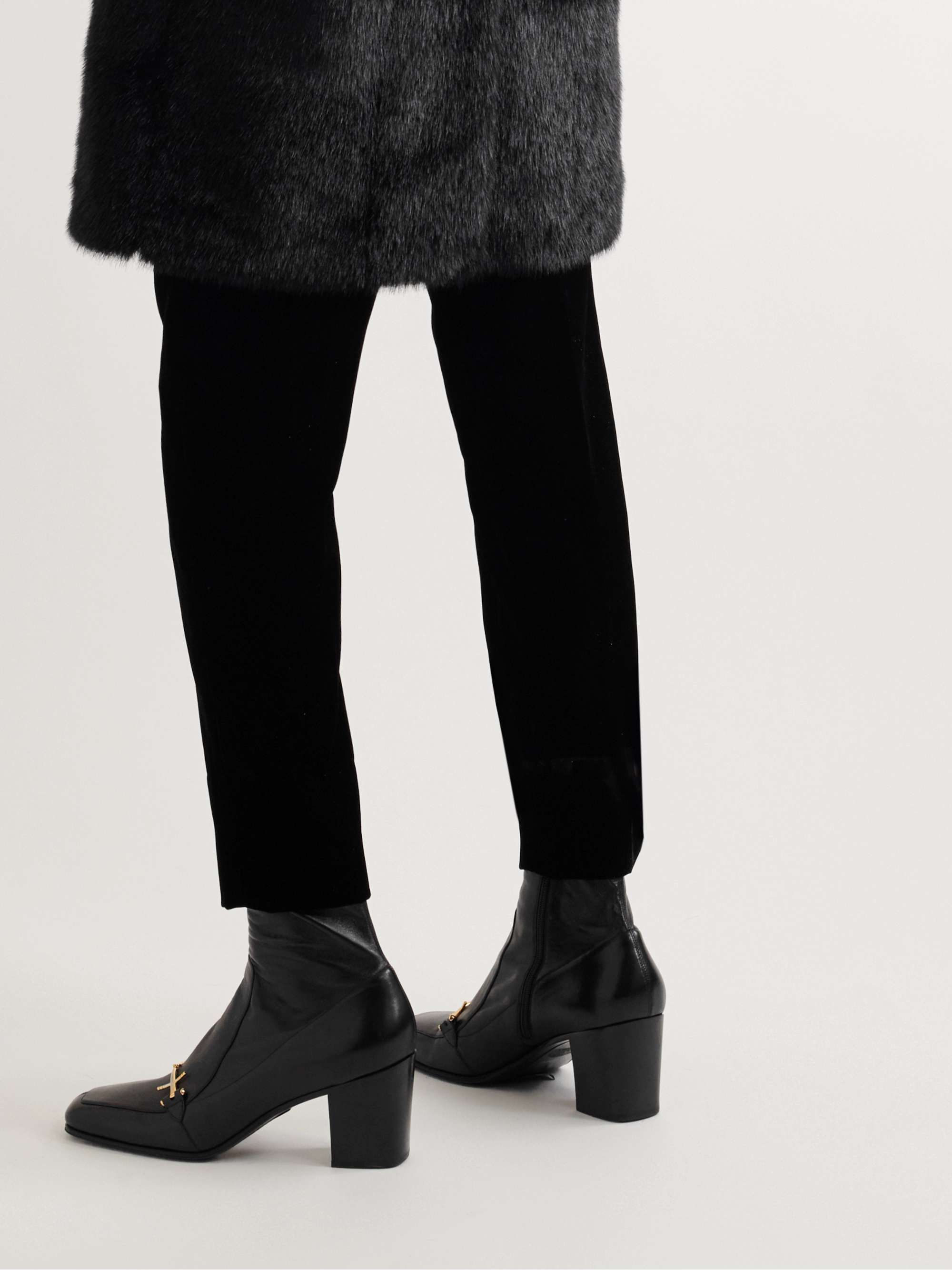 SAINT LAURENT Straight-Leg Cotton-Velvet Trousers