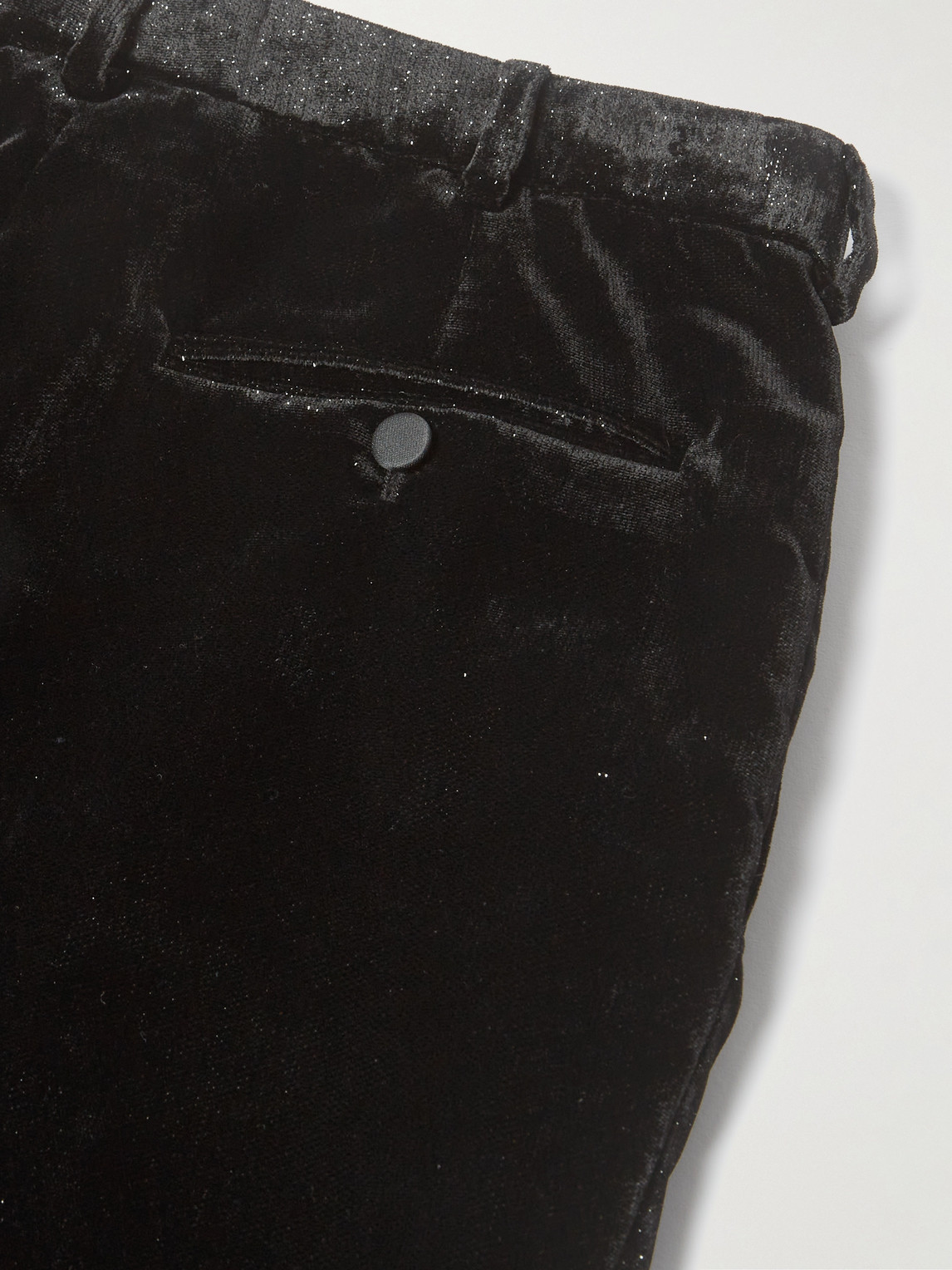 Shop Saint Laurent Straight-leg Cotton-velvet Trousers In Black