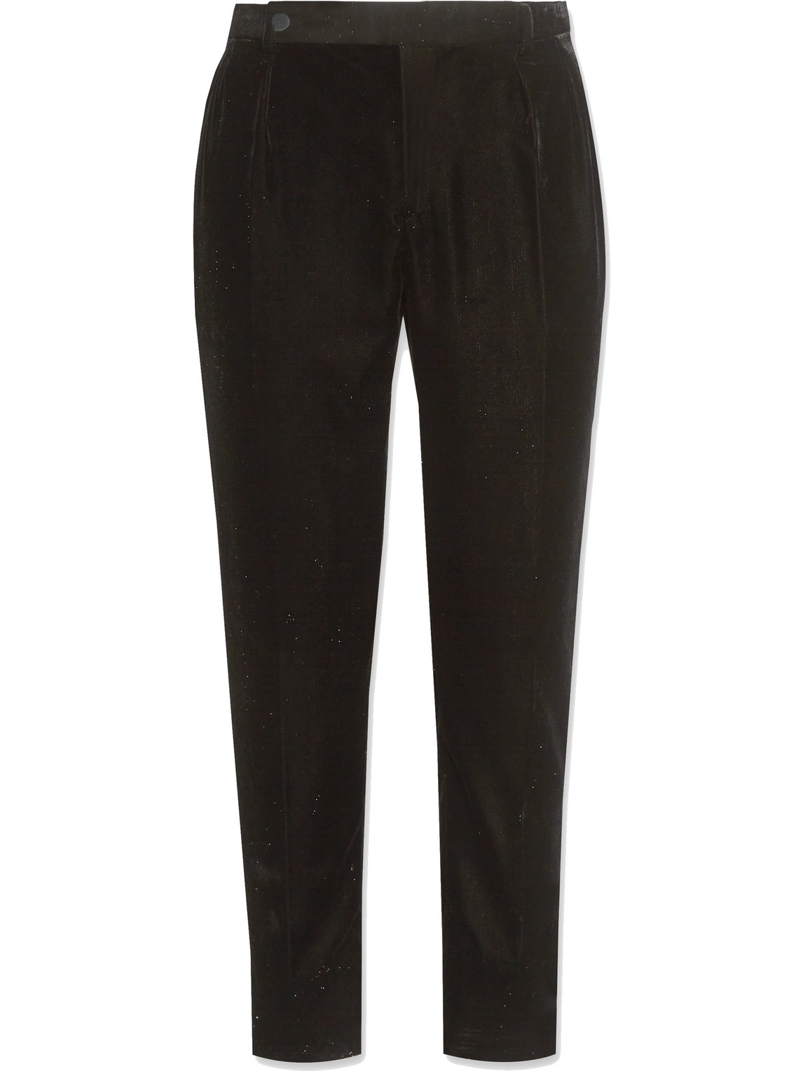 Saint Laurent Straight-leg Cotton-velvet Trousers In Black
