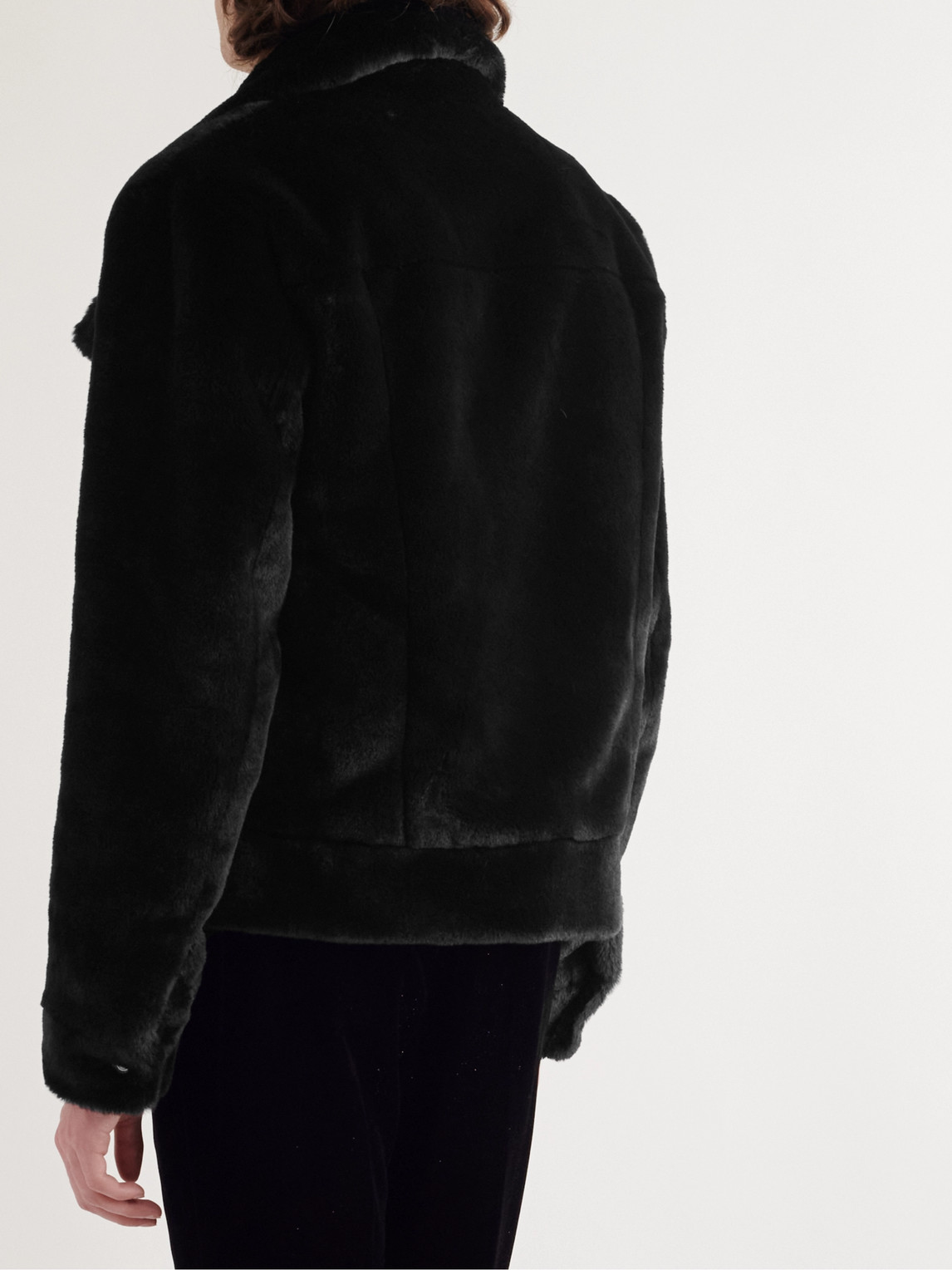 Shop Saint Laurent Faux Fur Jacket In Black