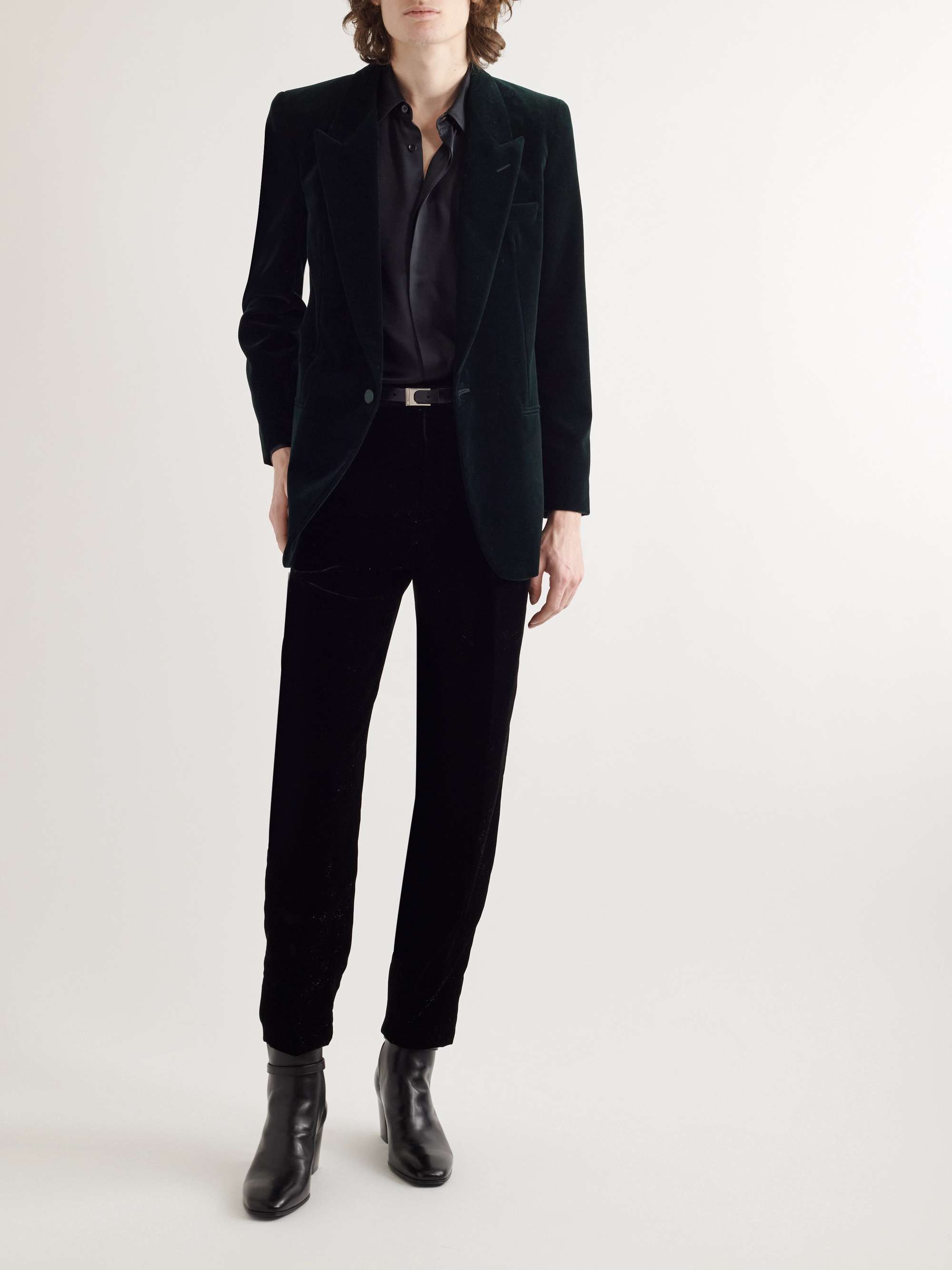 Tailored-Fit Velvet Suit Blazer