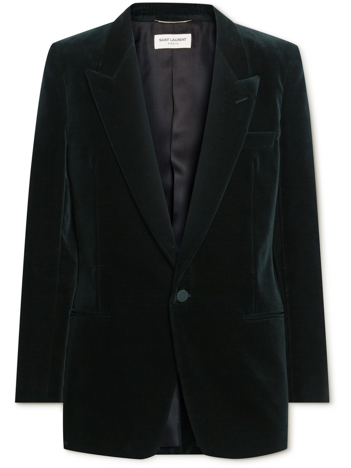 Saint Laurent Slim-fit Velvet Blazer In Green