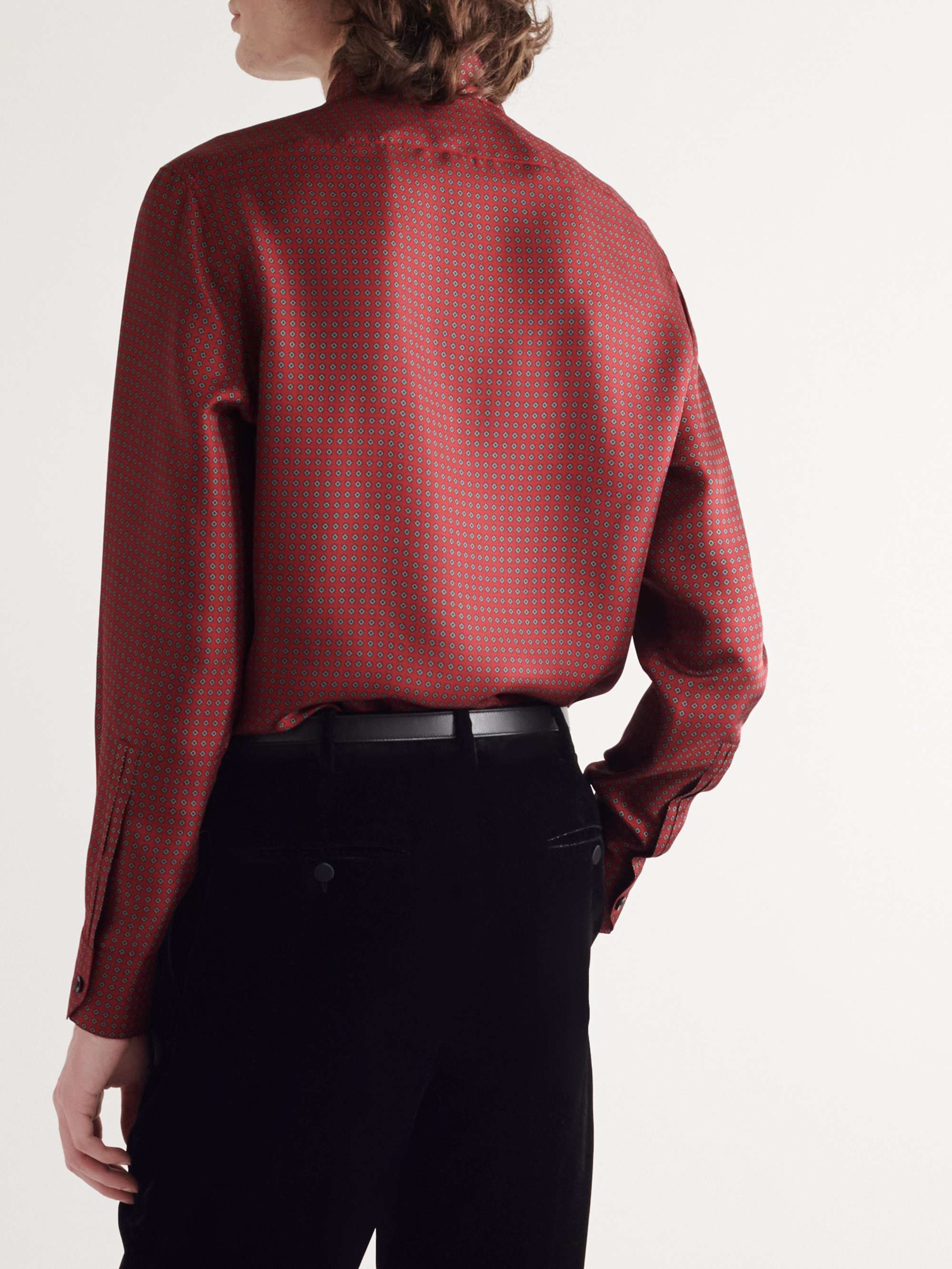 SAINT LAURENT Printed Silk-Twill Shirt
