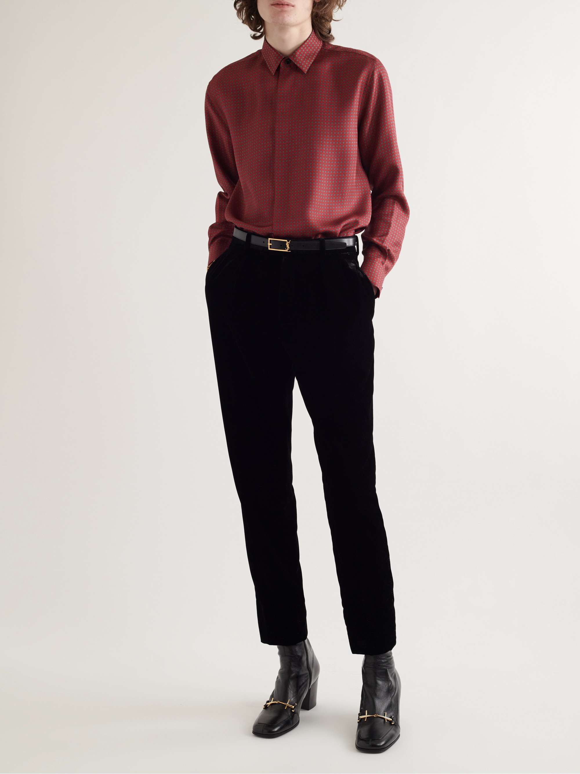 SAINT LAURENT Printed Silk-Twill Shirt