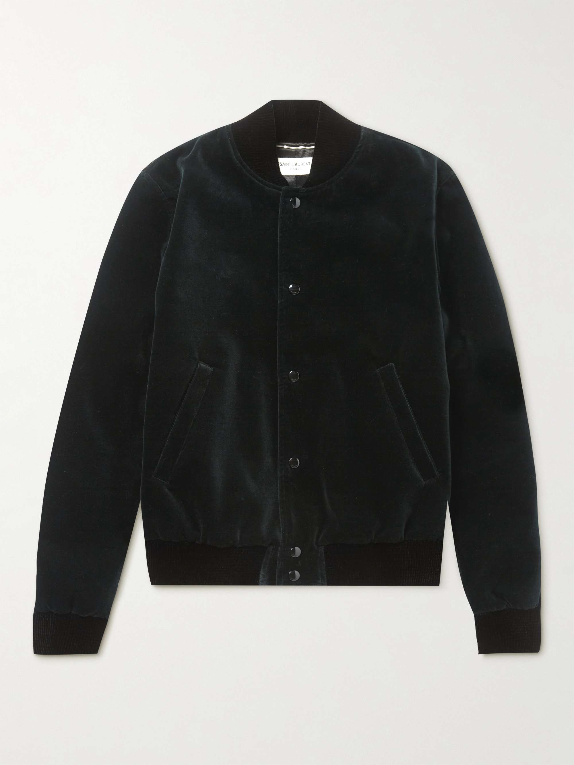 SAINT LAURENT Teddy Logo-Embroidered Cotton-Velvet Bomber Jacket | MR ...