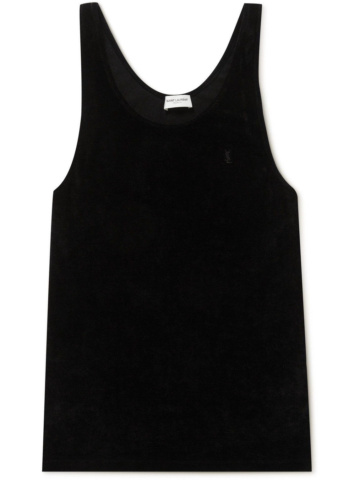 Shop Saint Laurent Velour Tank Top In Black