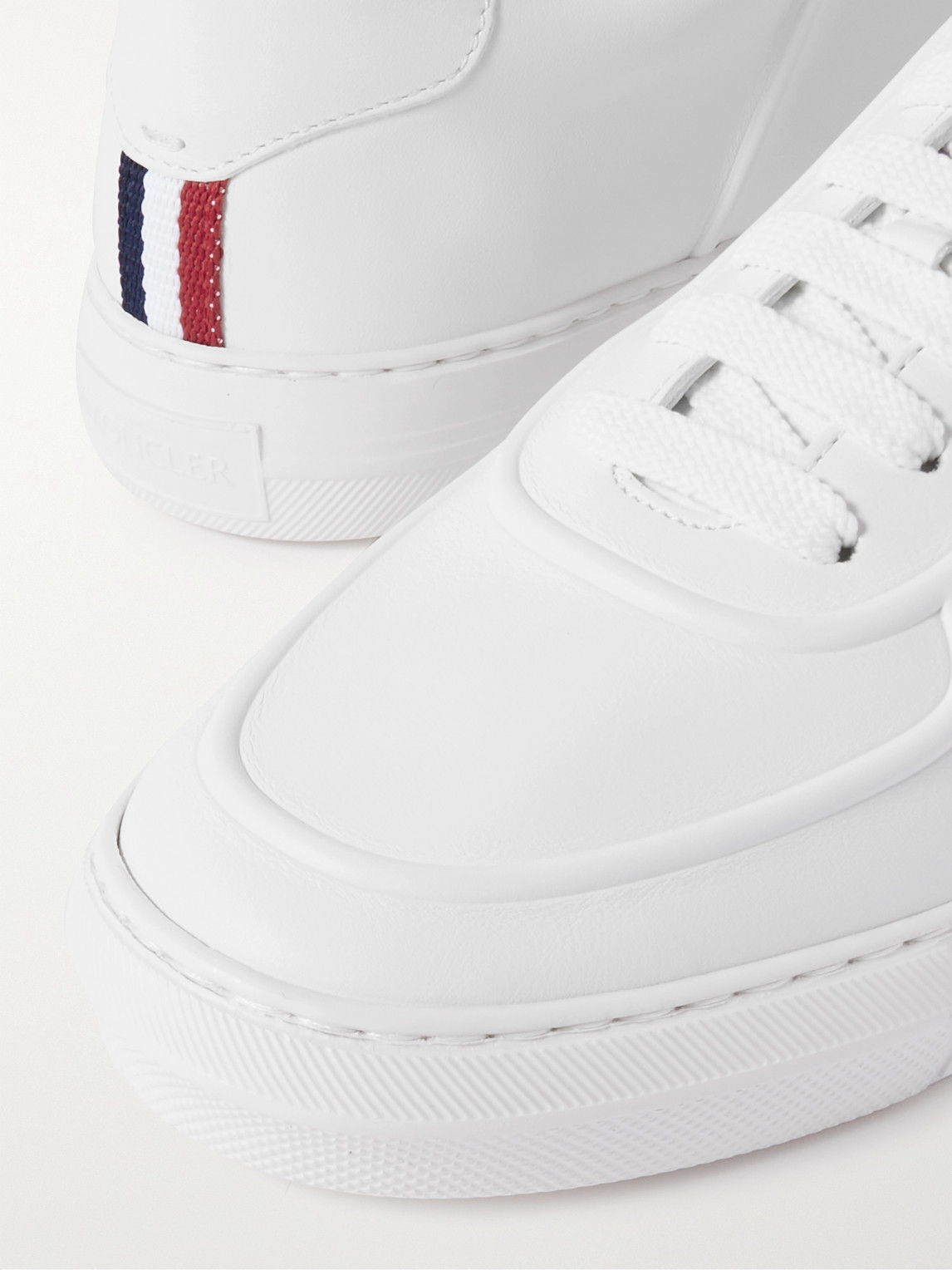 Shop Moncler Neue York Logo-appliquéd Leather Sneakers In White