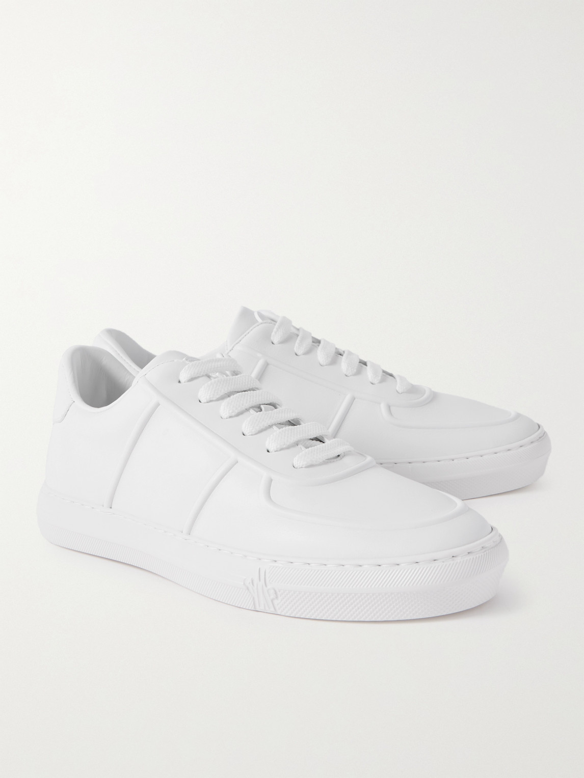 Shop Moncler Neue York Logo-appliquéd Leather Sneakers In White