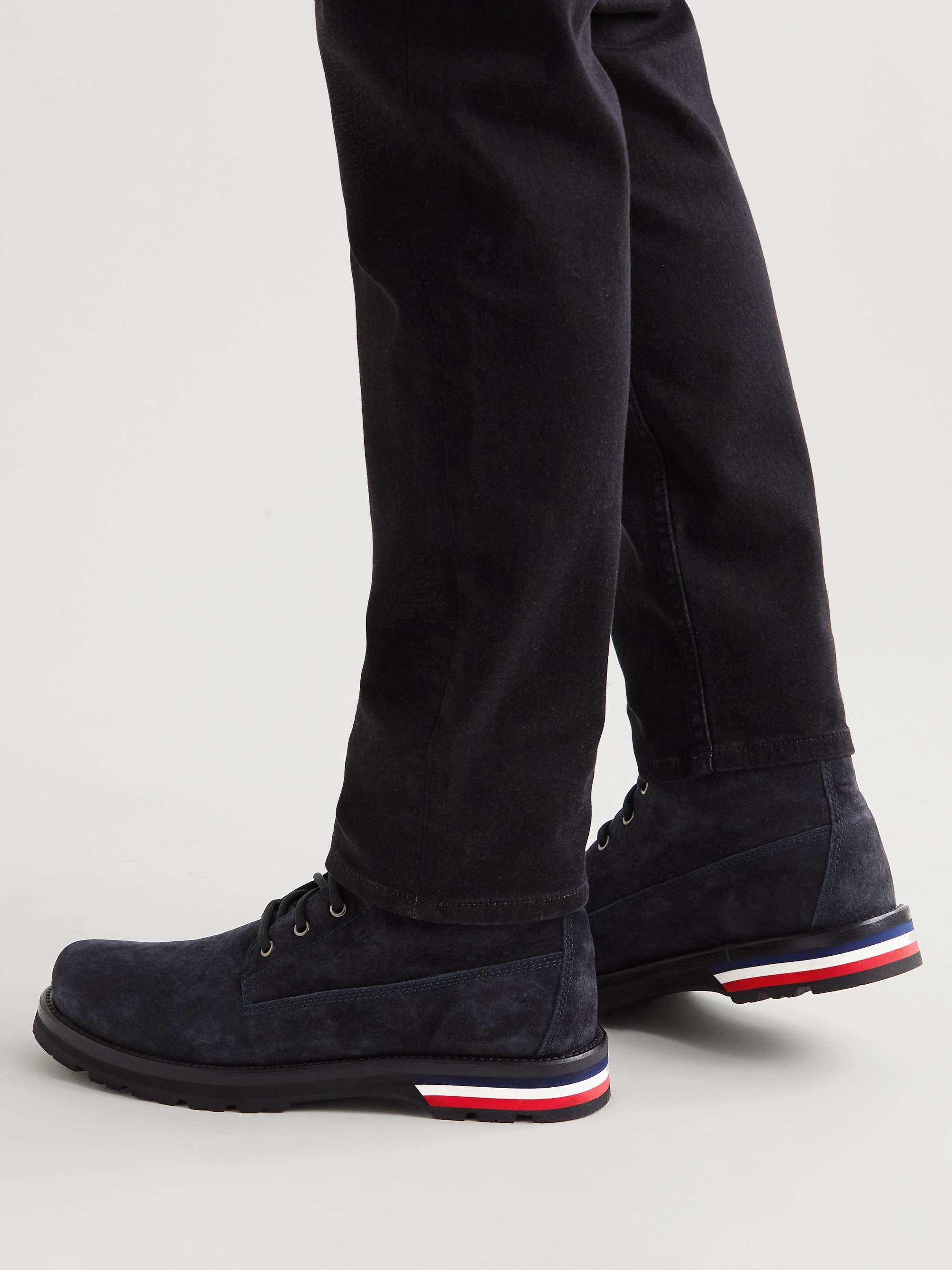 MONCLER Vancouver Canvas-Trimmed Suede Boots