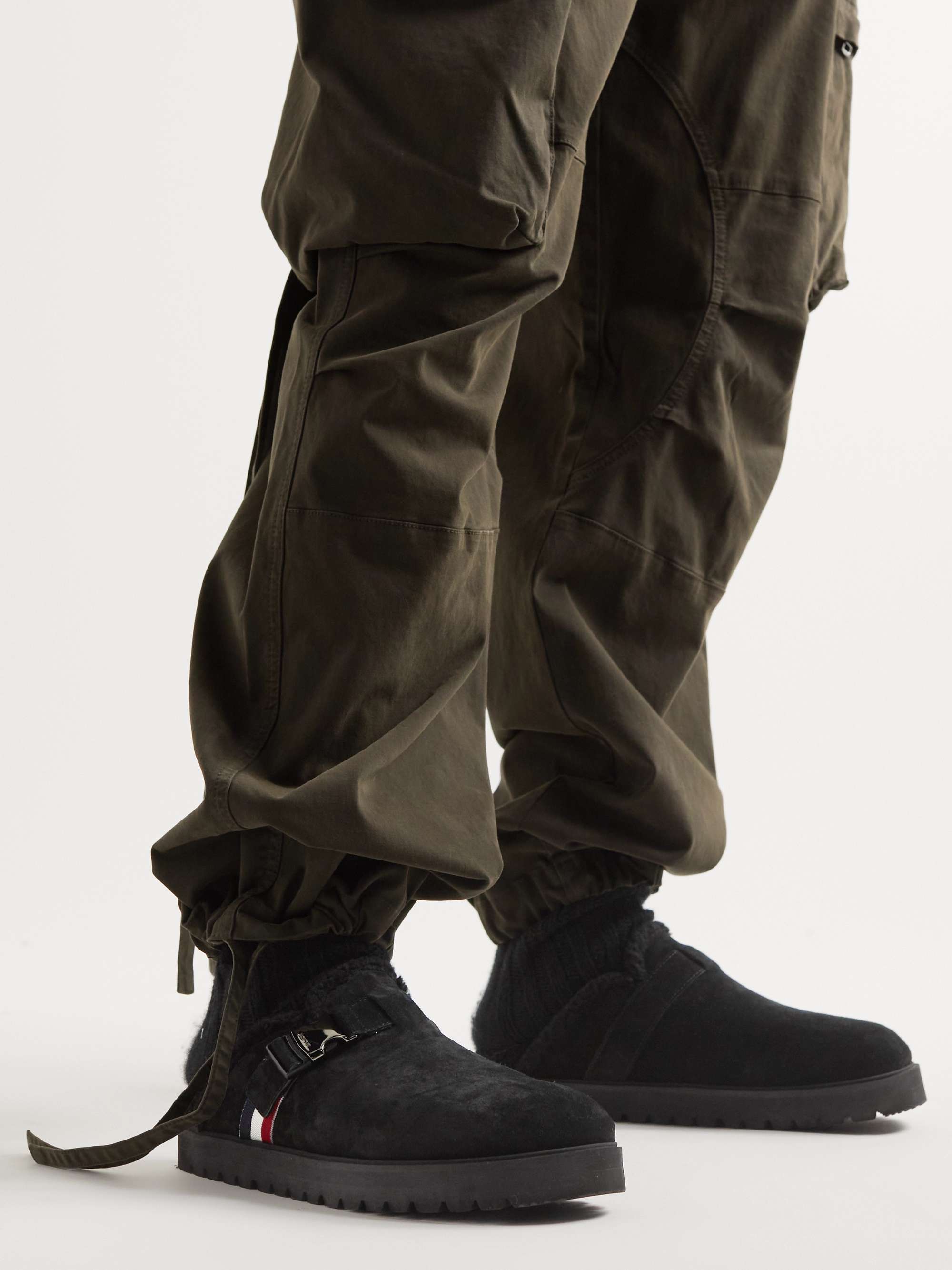 MONCLER Faux Shearling-Lined Suede Clogs
