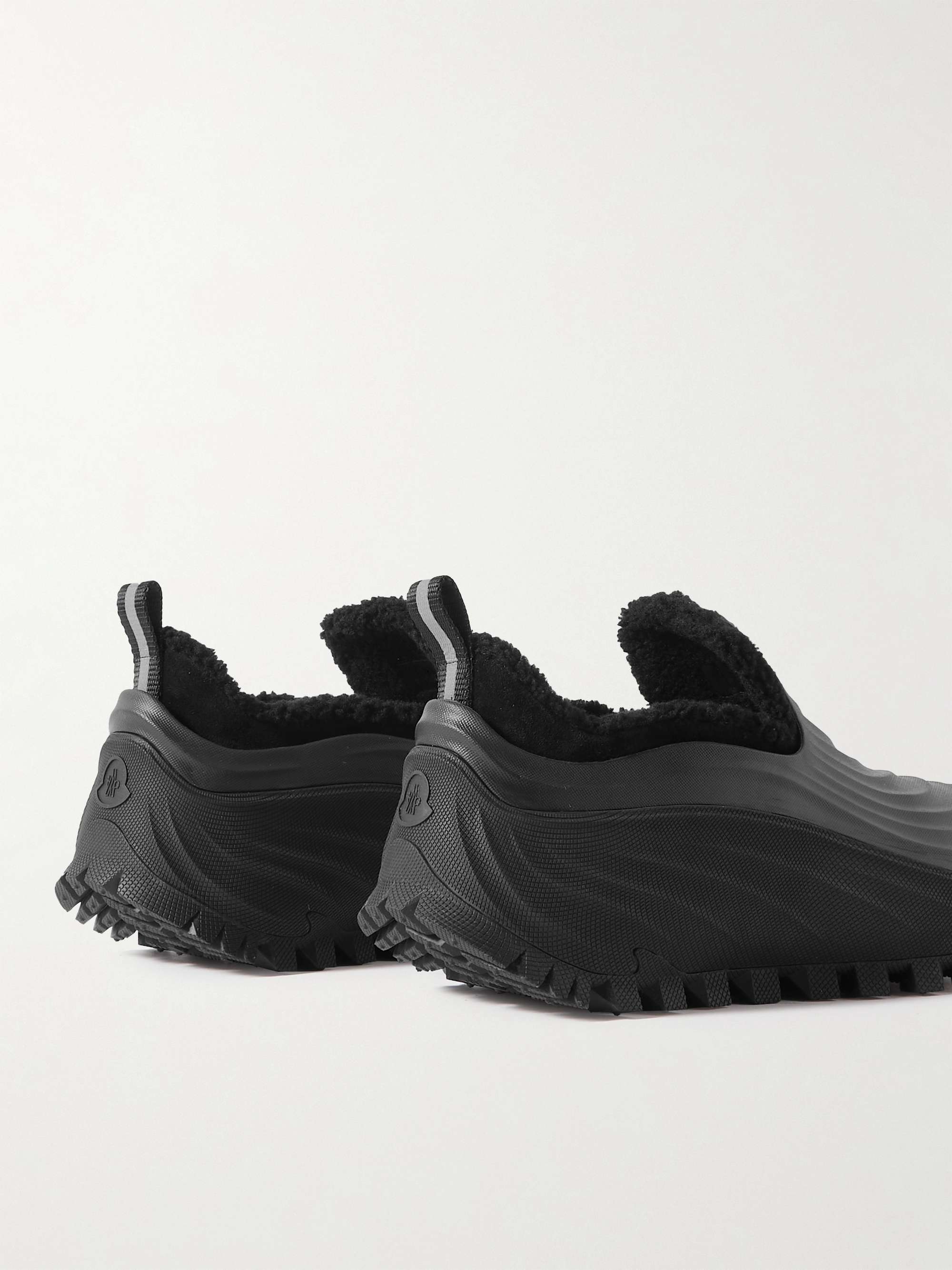 MONCLER Aqua Faux Shearling-Lined Rubber Slip-On Sneakers