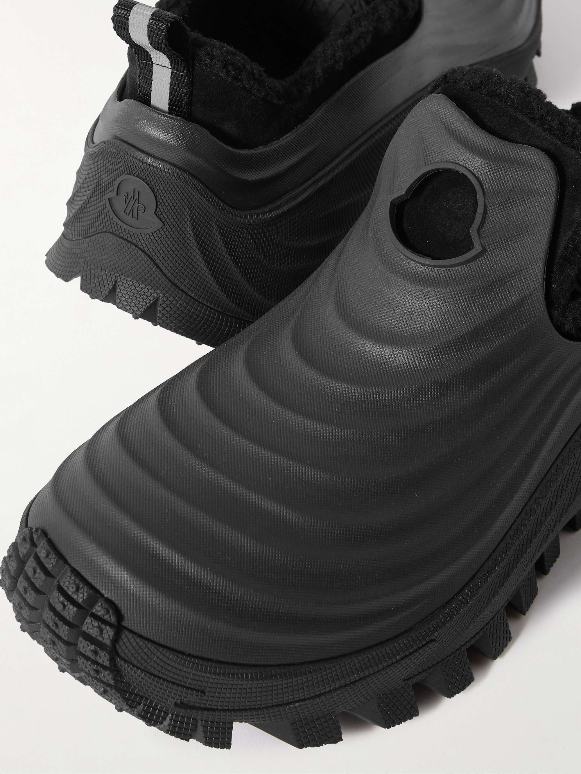 MONCLER Aqua Faux Shearling-Lined Rubber Slip-On Sneakers