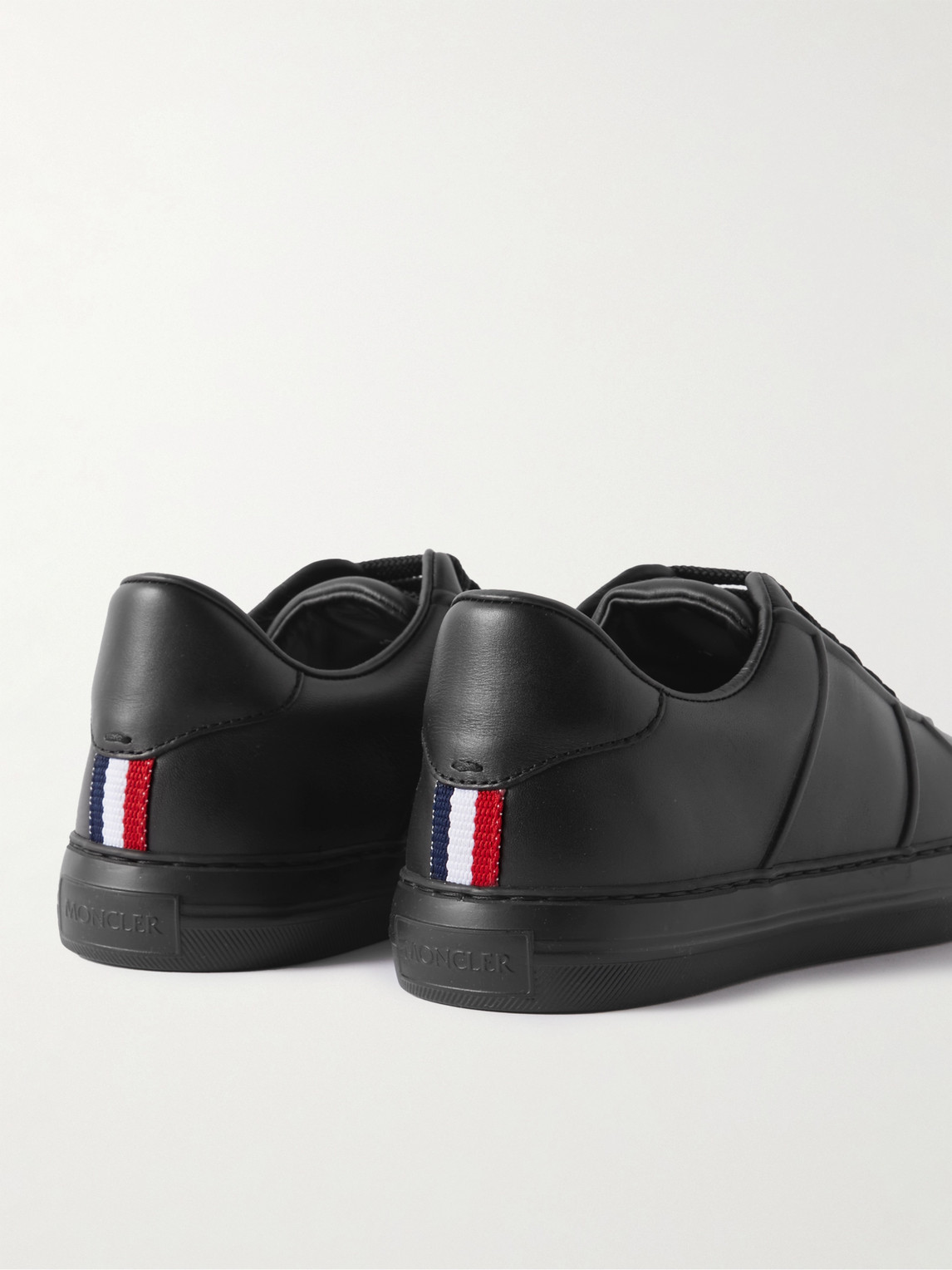 Shop Moncler Neue York Logo-appliquéd Leather Sneakers In Black