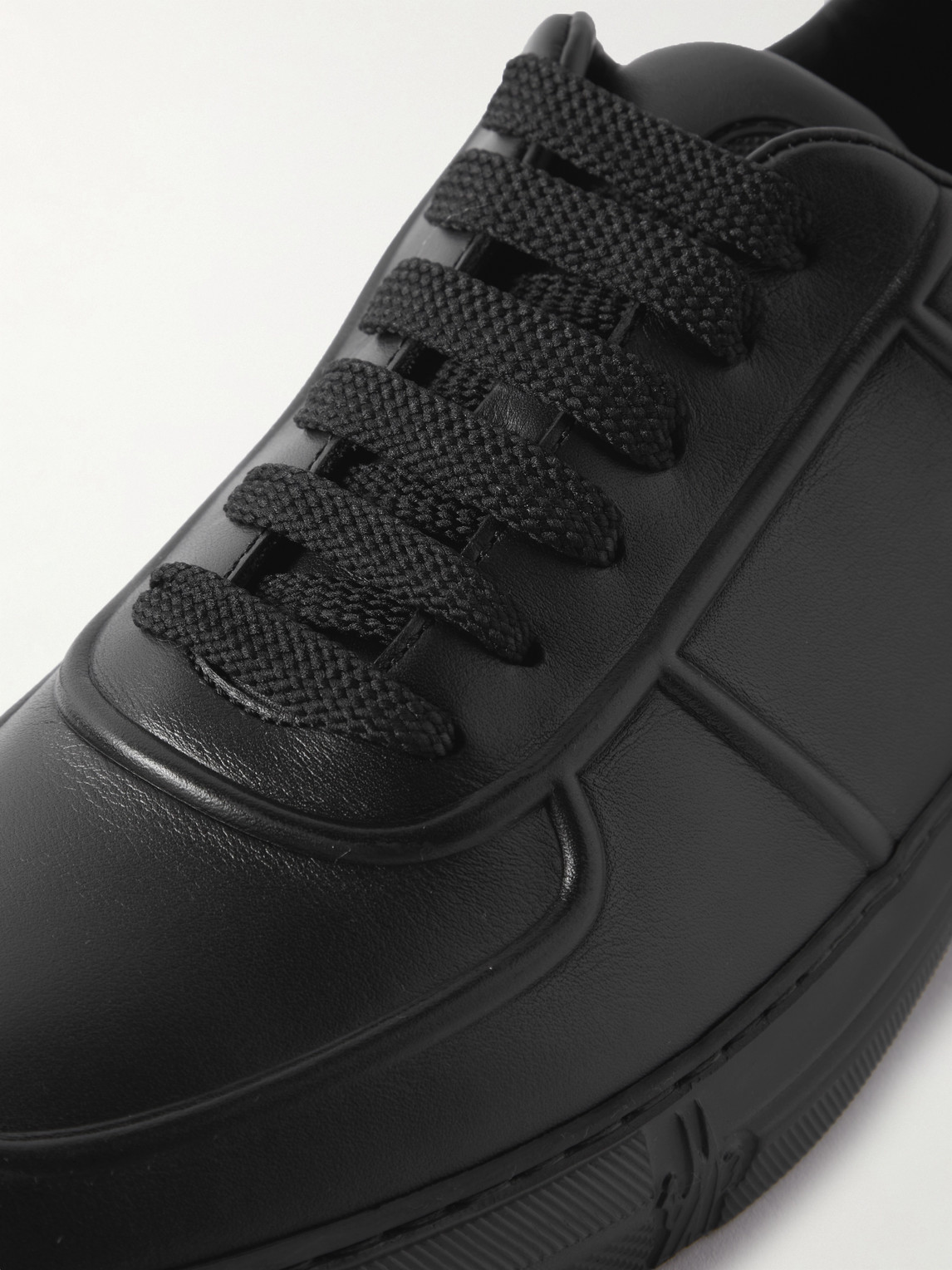 Shop Moncler Neue York Logo-appliquéd Leather Sneakers In Black