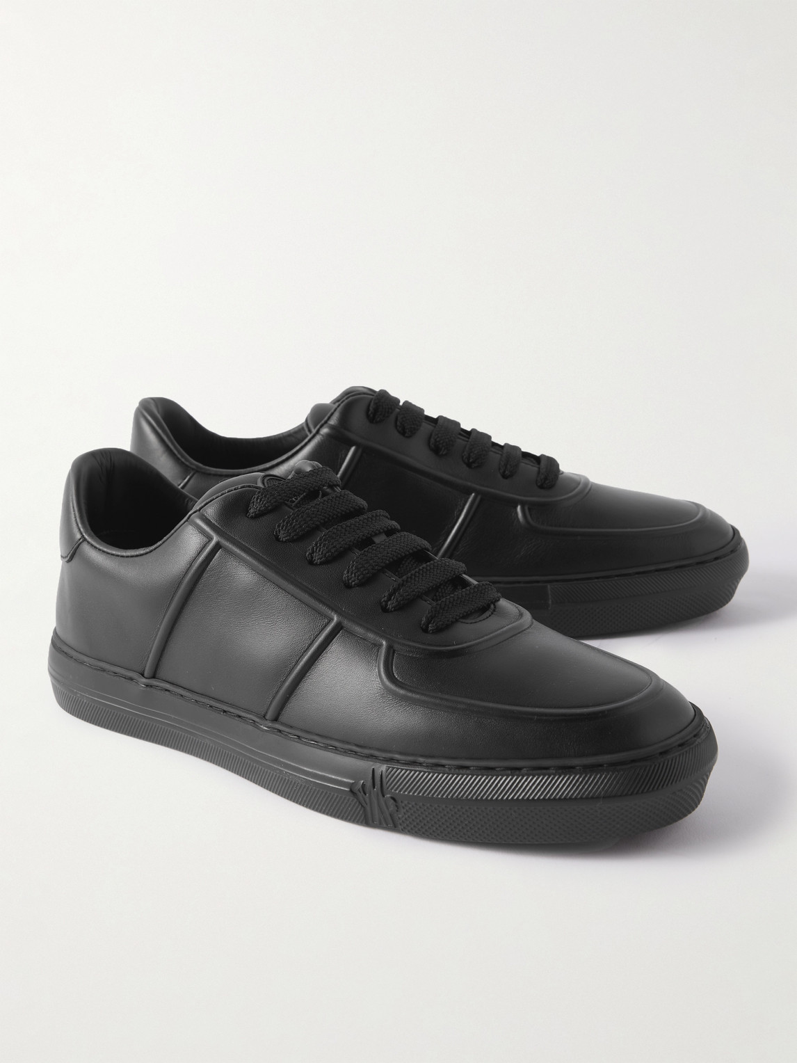 Shop Moncler Neue York Logo-appliquéd Leather Sneakers In Black