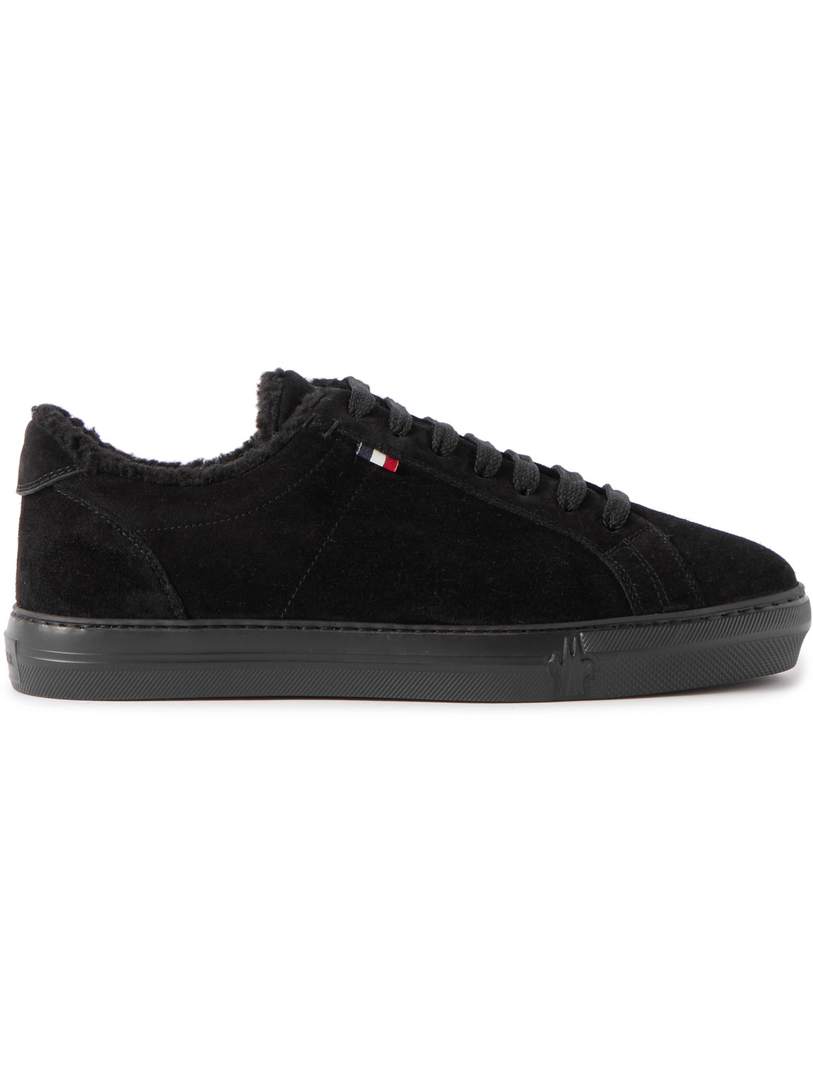 Shop Moncler New Monaco Shearling-lined Suede Sneakers In Black