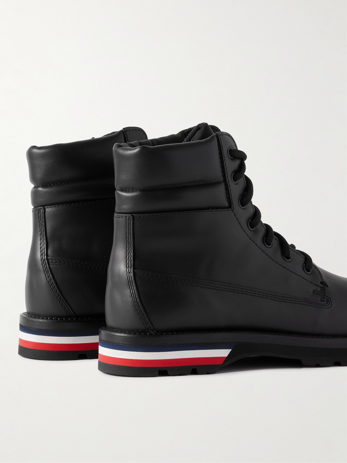 Shop Moncler Vancouver Striped Leather Hiking Boots In Black