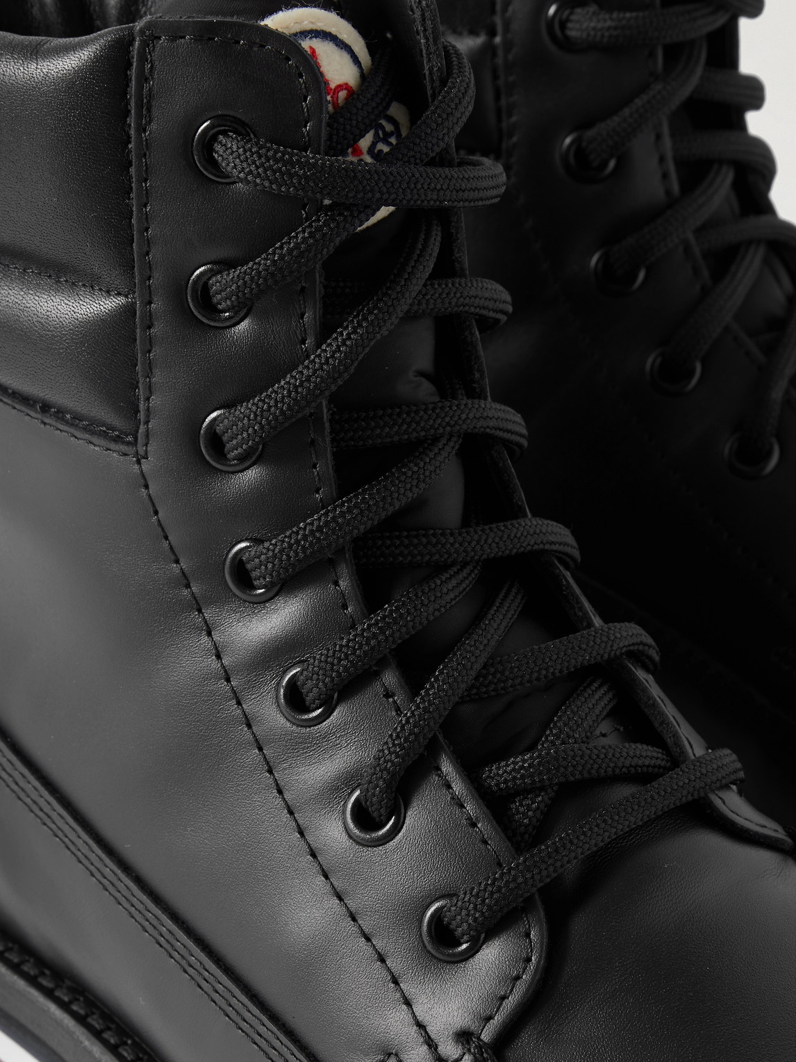 Shop Moncler Vancouver Striped Leather Hiking Boots In Black