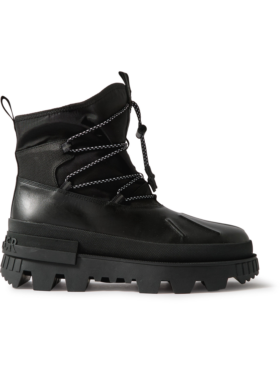 Shop Moncler Mallard Nylon And Leather Boots In Black