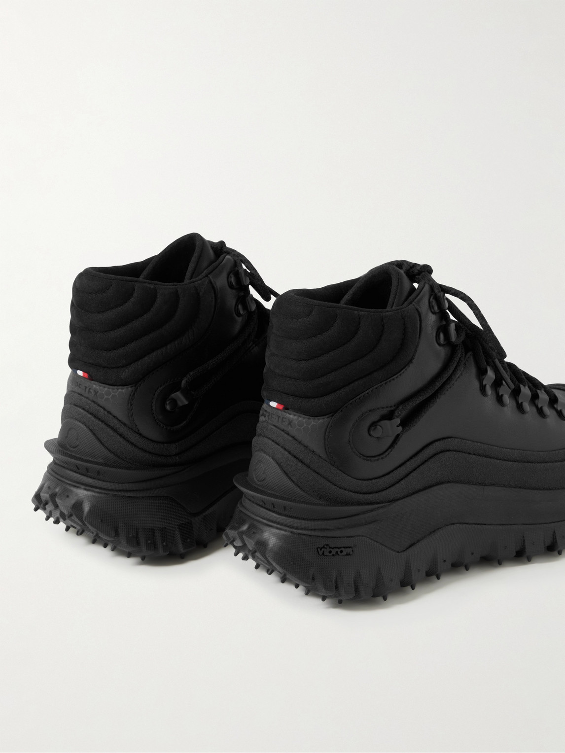 Shop Moncler Trailgrip Rubber-trimmed Leather And Gore-tex® Boots In Black