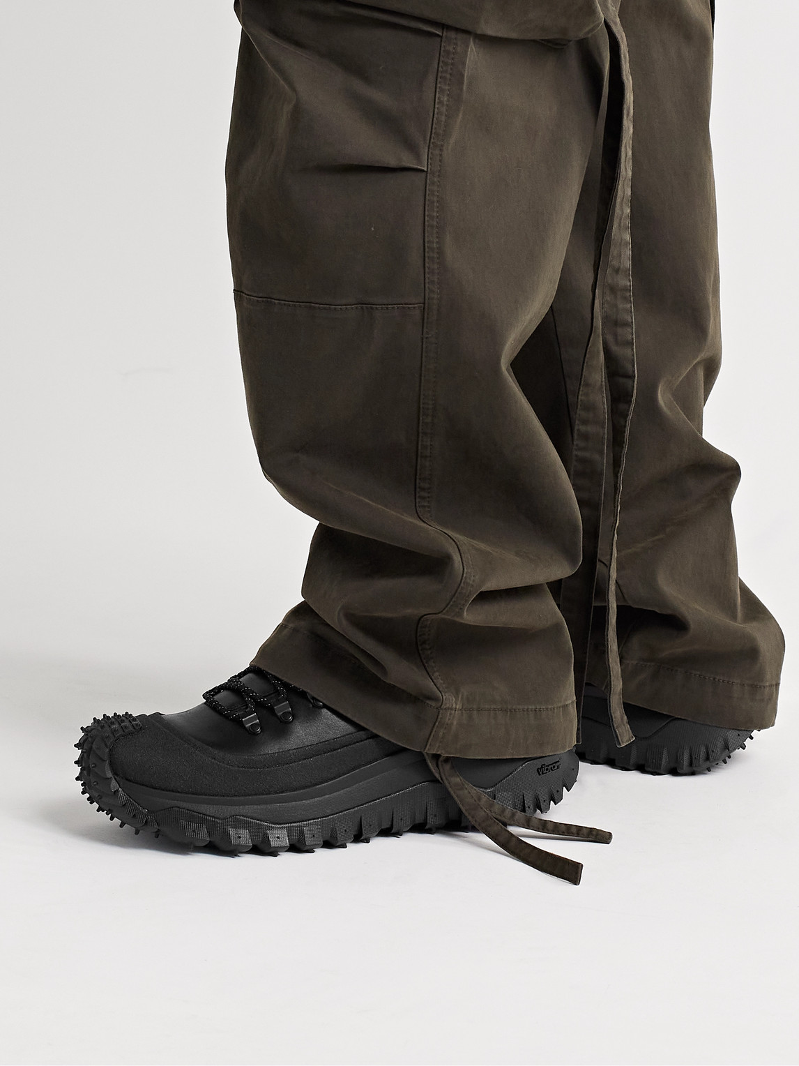 Shop Moncler Trailgrip Rubber-trimmed Leather And Gore-tex® Boots In Black