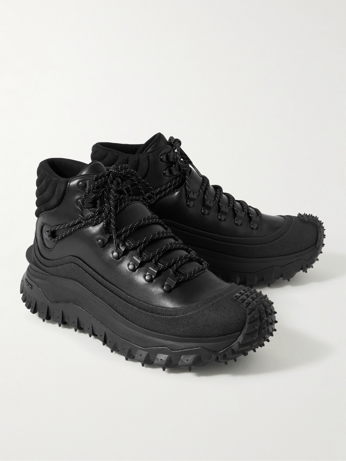 Shop Moncler Trailgrip Rubber-trimmed Leather And Gore-tex® Boots In Black