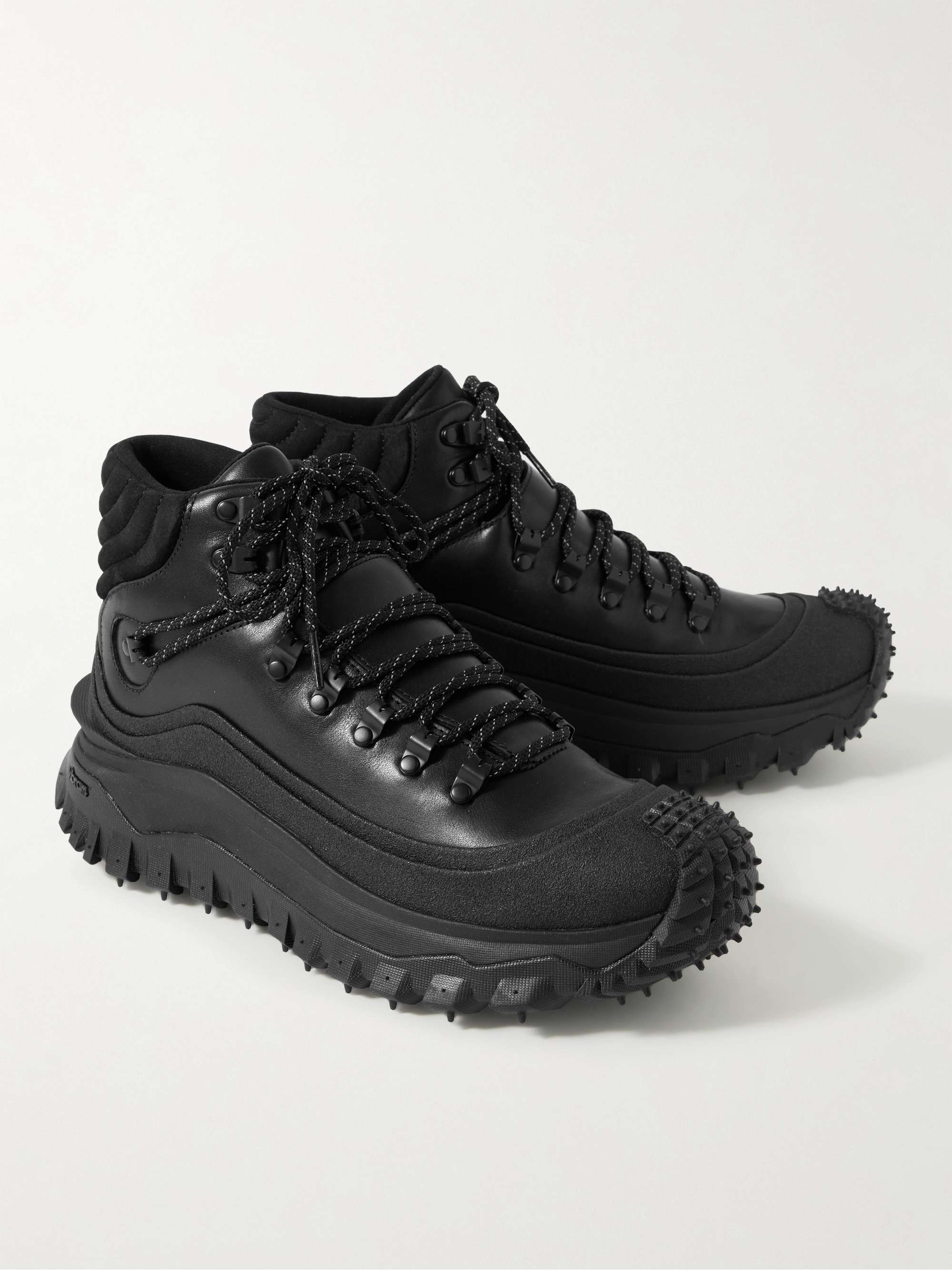 MONCLER Trailgrip Rubber-Trimmed Leather and GORE-TEX® Boots