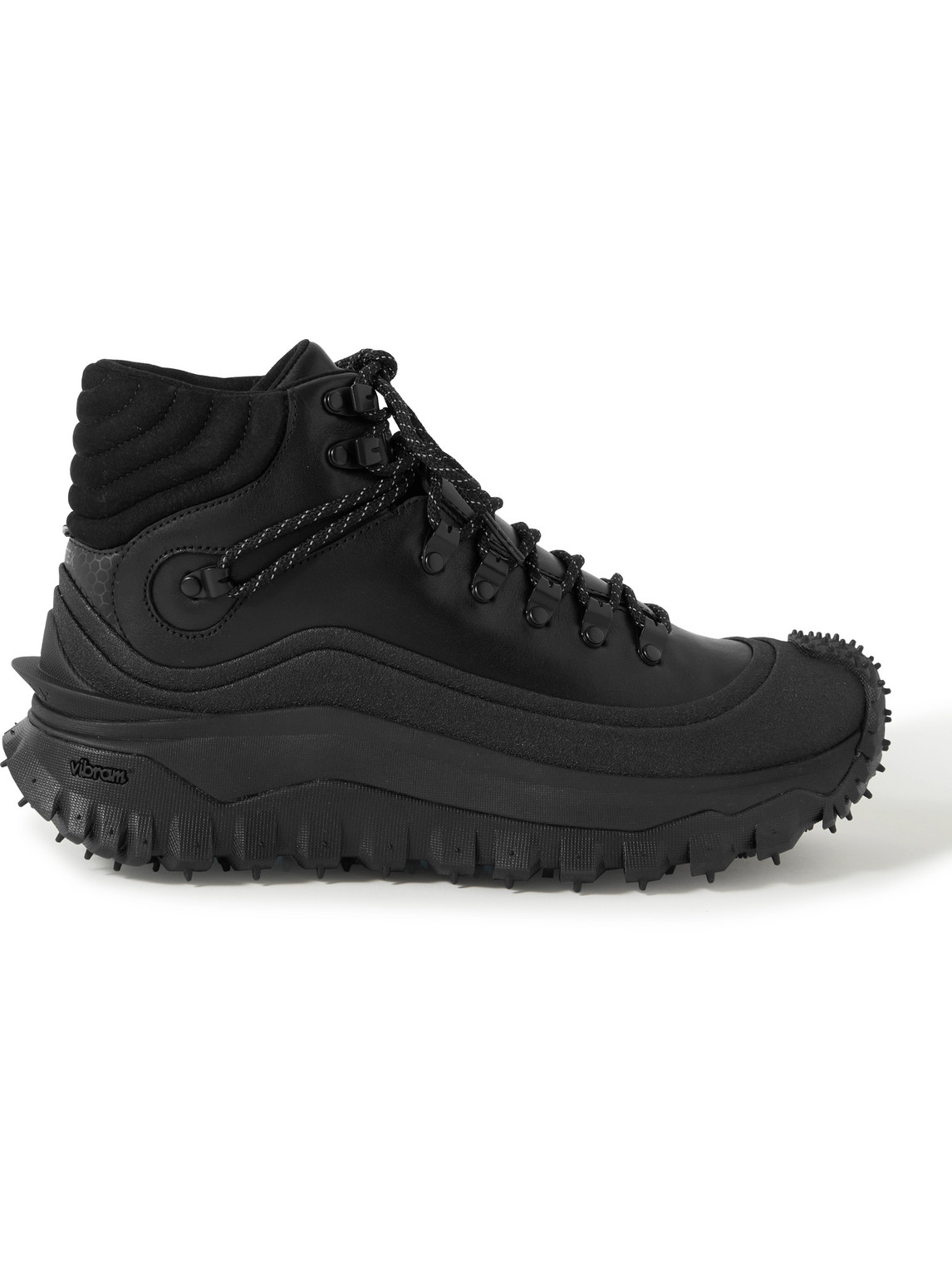 Shop Moncler Trailgrip Rubber-trimmed Leather And Gore-tex® Boots In Black